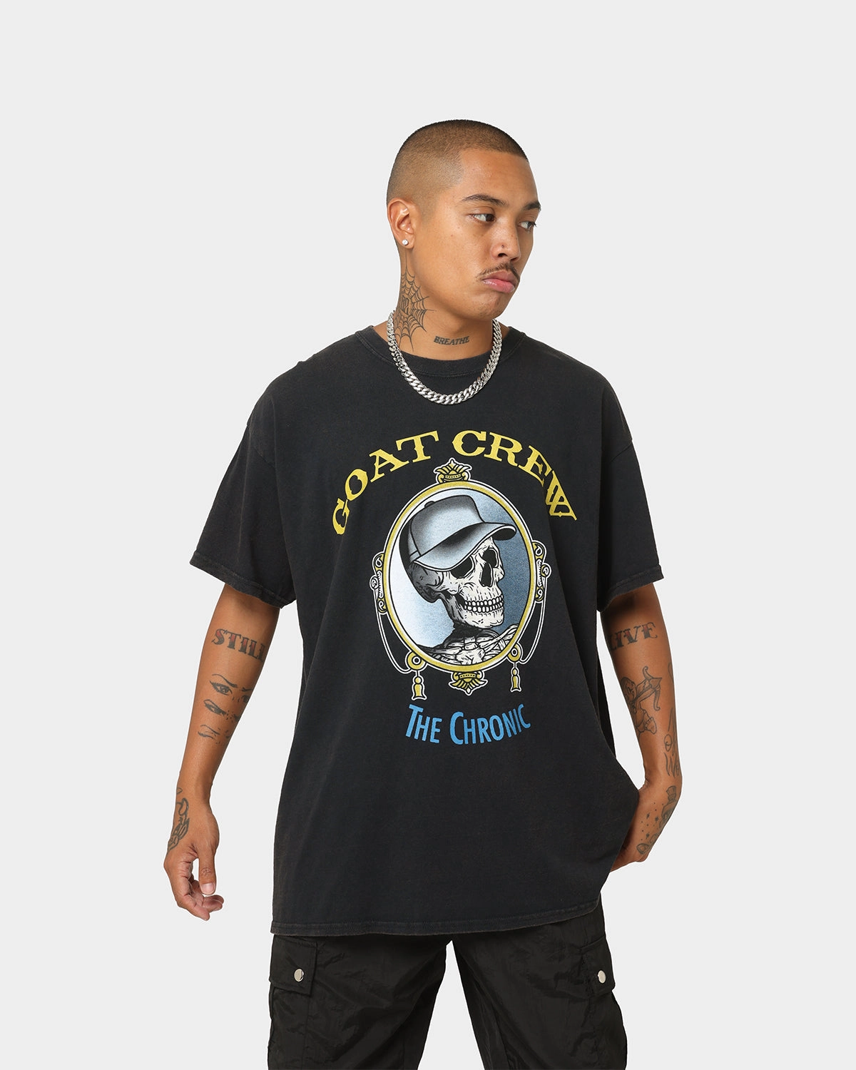 Trendy Casual Wear Active Style Goat Crew The Chronic Vintage T-Shirt Black