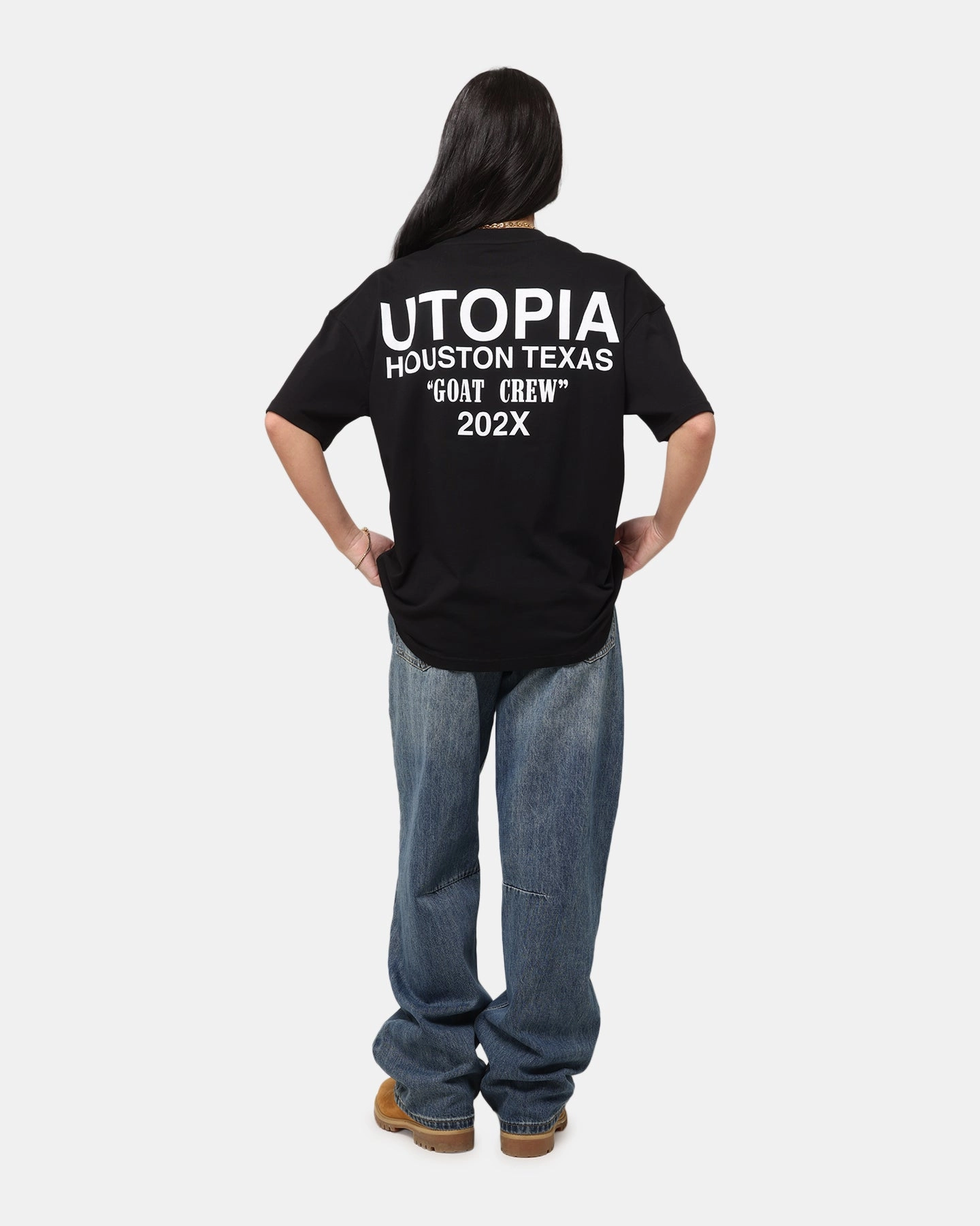 Stylish Casual Fresh Trend Goat Crew Utopia T-Shirt Black