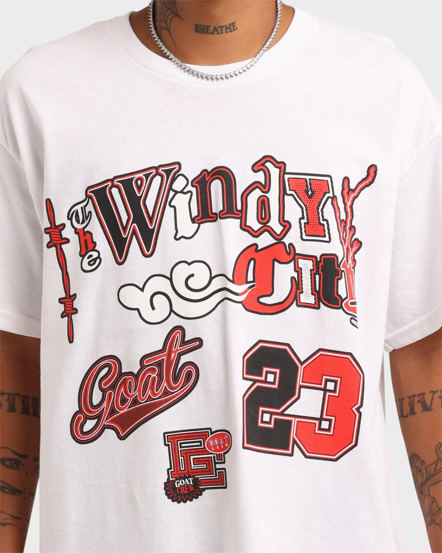 Preppy Urban Casual Goat Crew Windy City T-Shirt White