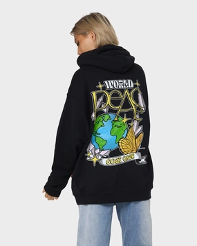 Goat Crew World Peace Hoodie Black HighNeck Water Repellent Coating