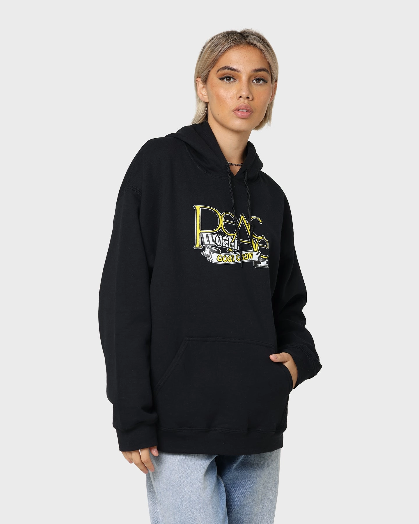 Goat Crew World Peace Hoodie Black All Weather Versatility
