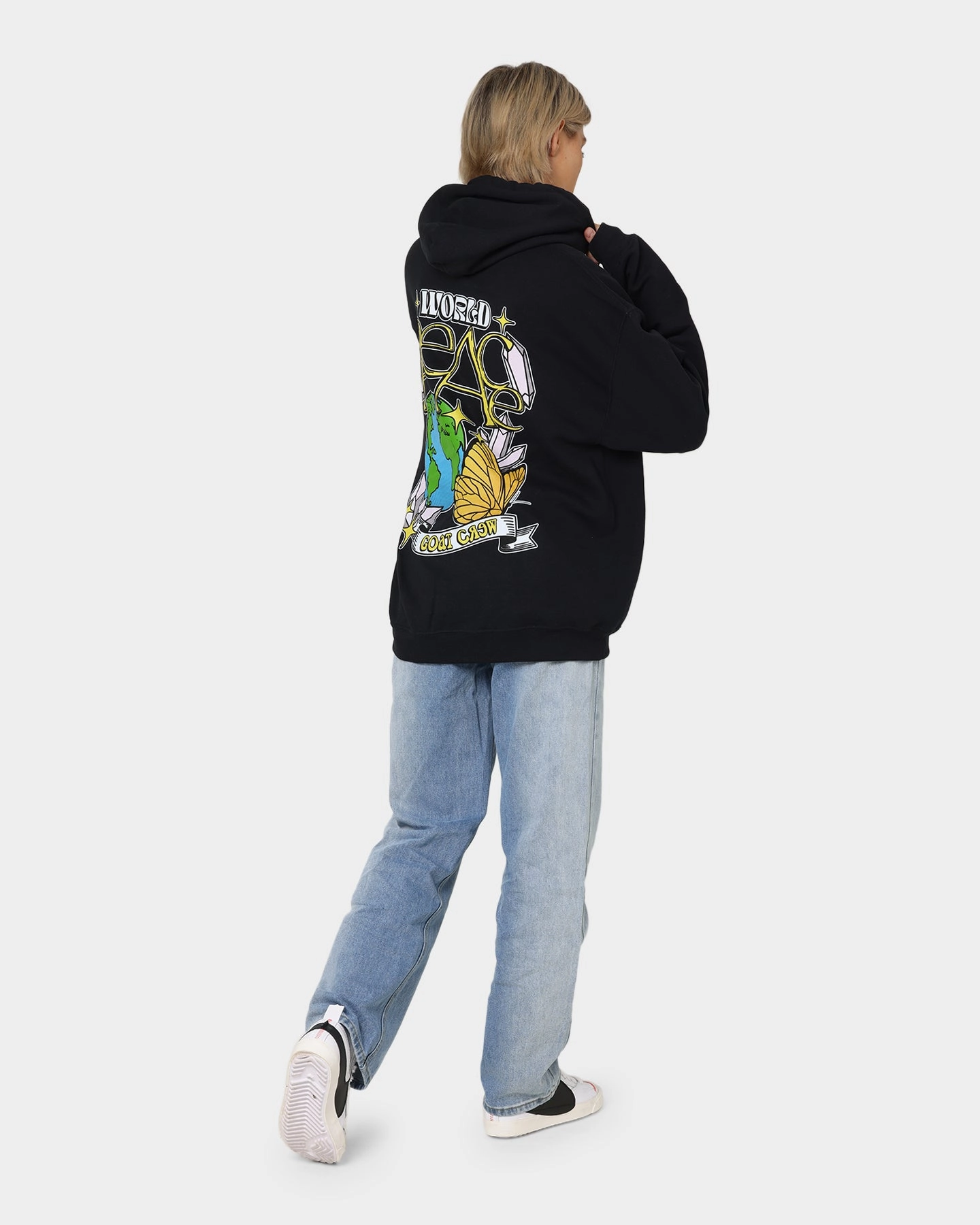 Goat Crew World Peace Hoodie Black SlitPockets Popular