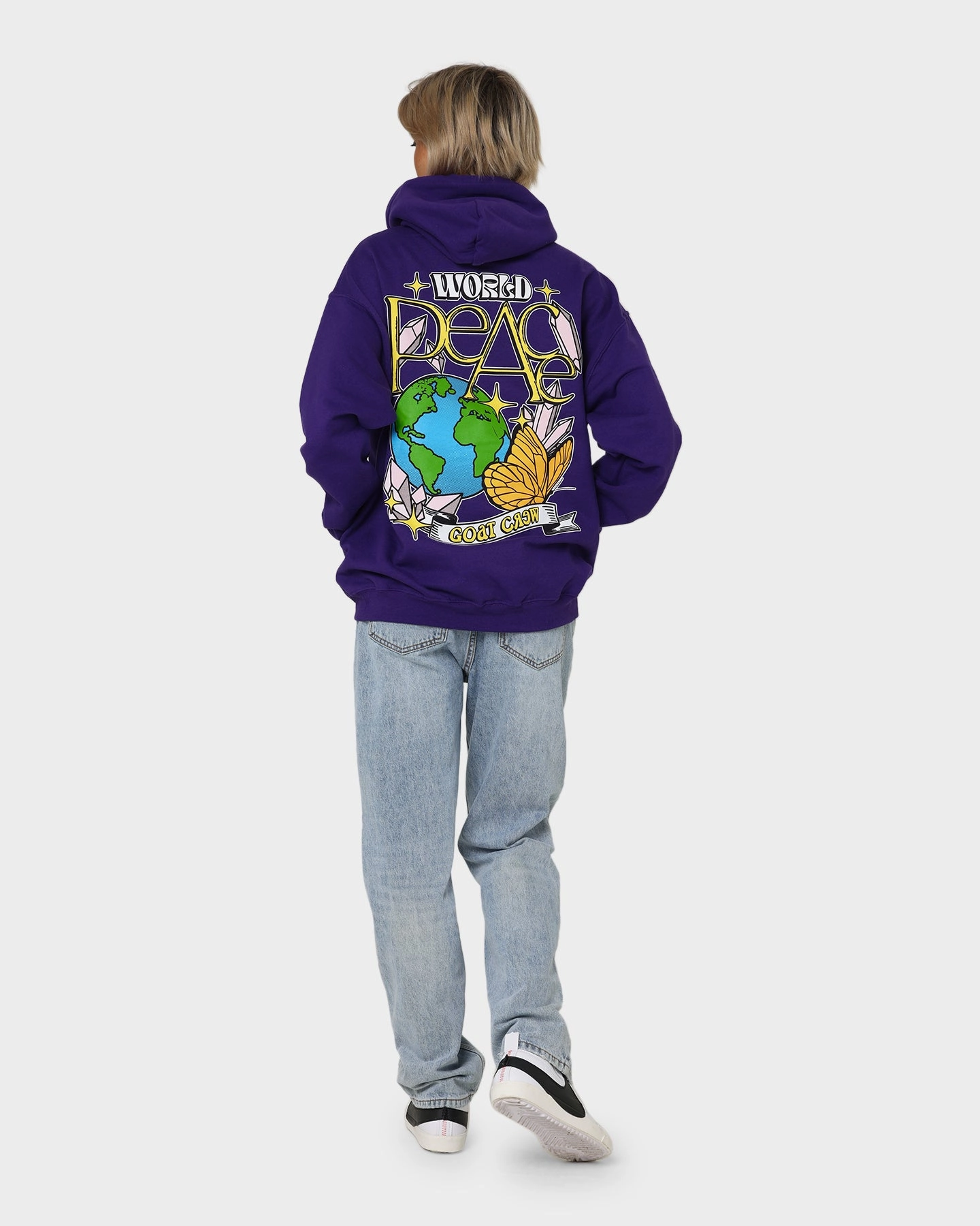 Skiing Goat Crew World Peace Hoodie Purple