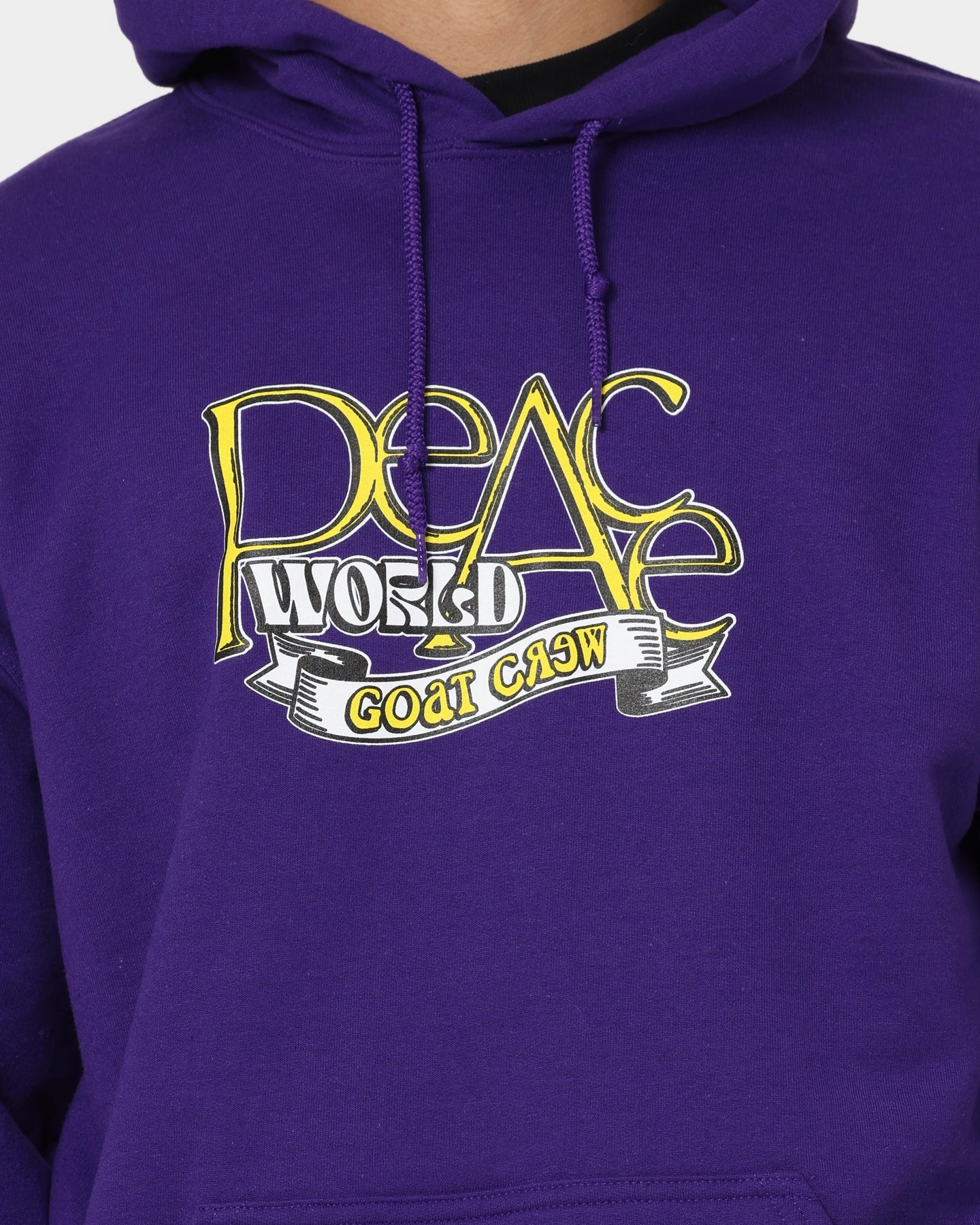Double Layered Edging Goat Crew World Peace Hoodie Purple