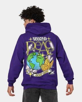 Goat Crew World Peace Hoodie Purple Hexagonal Quilted Pattern