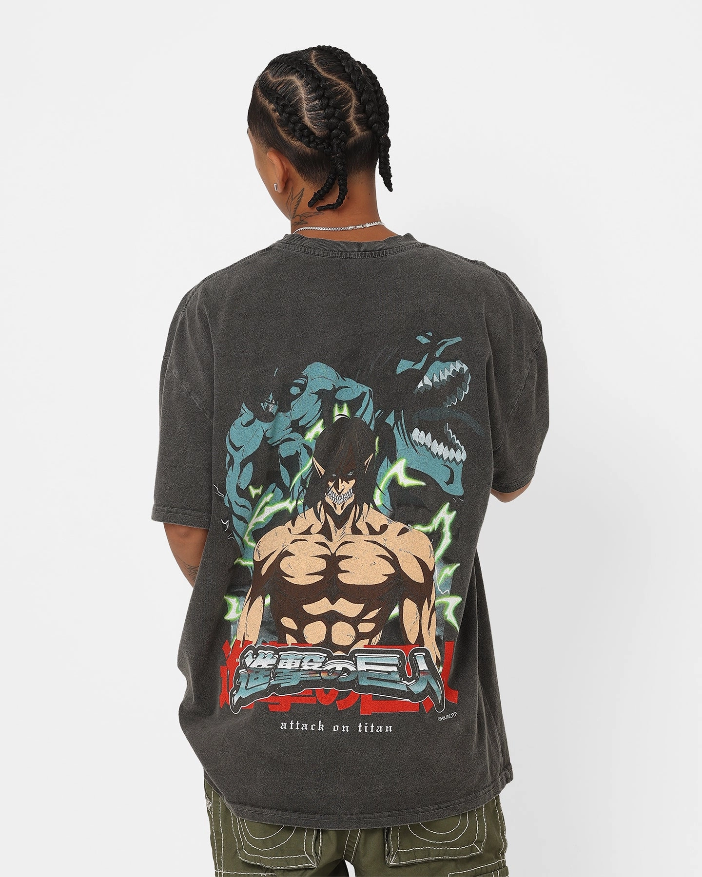 Casual Chic Look Light and Breathable Goat Crew X Attack On Titan Attack Titan Vintage Heavyweight T-Shirt Black Wash
