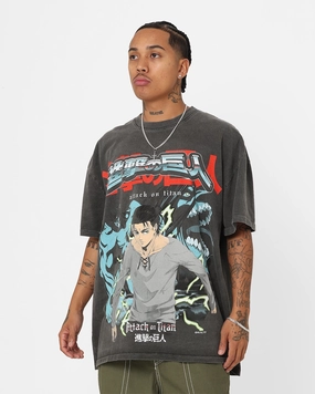 Goat Crew X Attack On Titan Attack Titan Vintage Heavyweight T-Shirt Black Wash Sporty Look Wear
