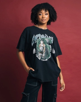 Goat Crew X Attack On Titan Captain Levi Vintage T-Shirt Black Wash Comfortable Piece graduation