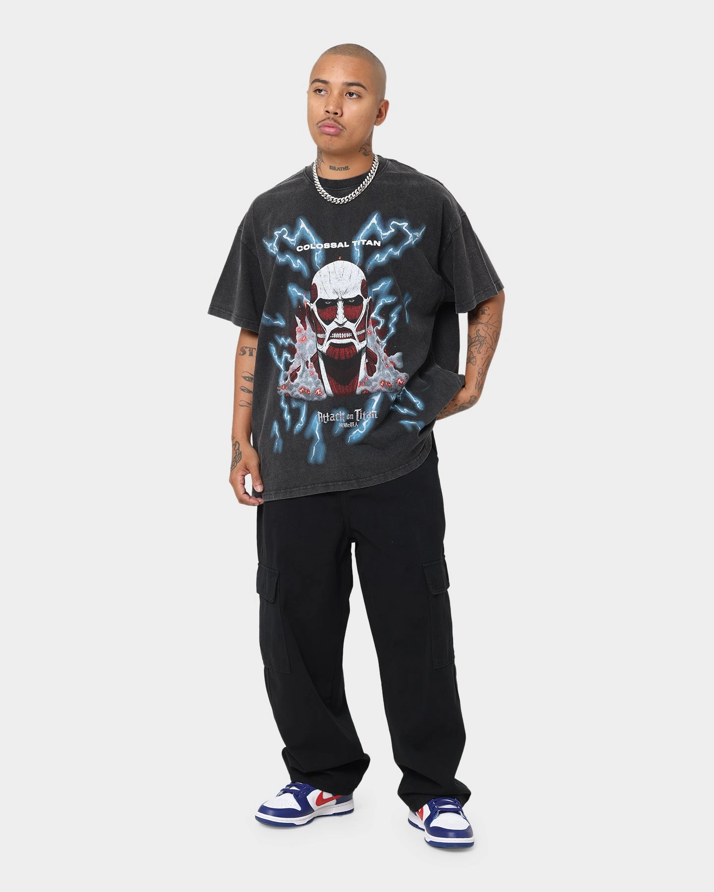 Goat Crew X Attack On Titan Colossal Titan Vintage T-Shirt Vintage Black Sustainable Material Blend Durable Knitwear