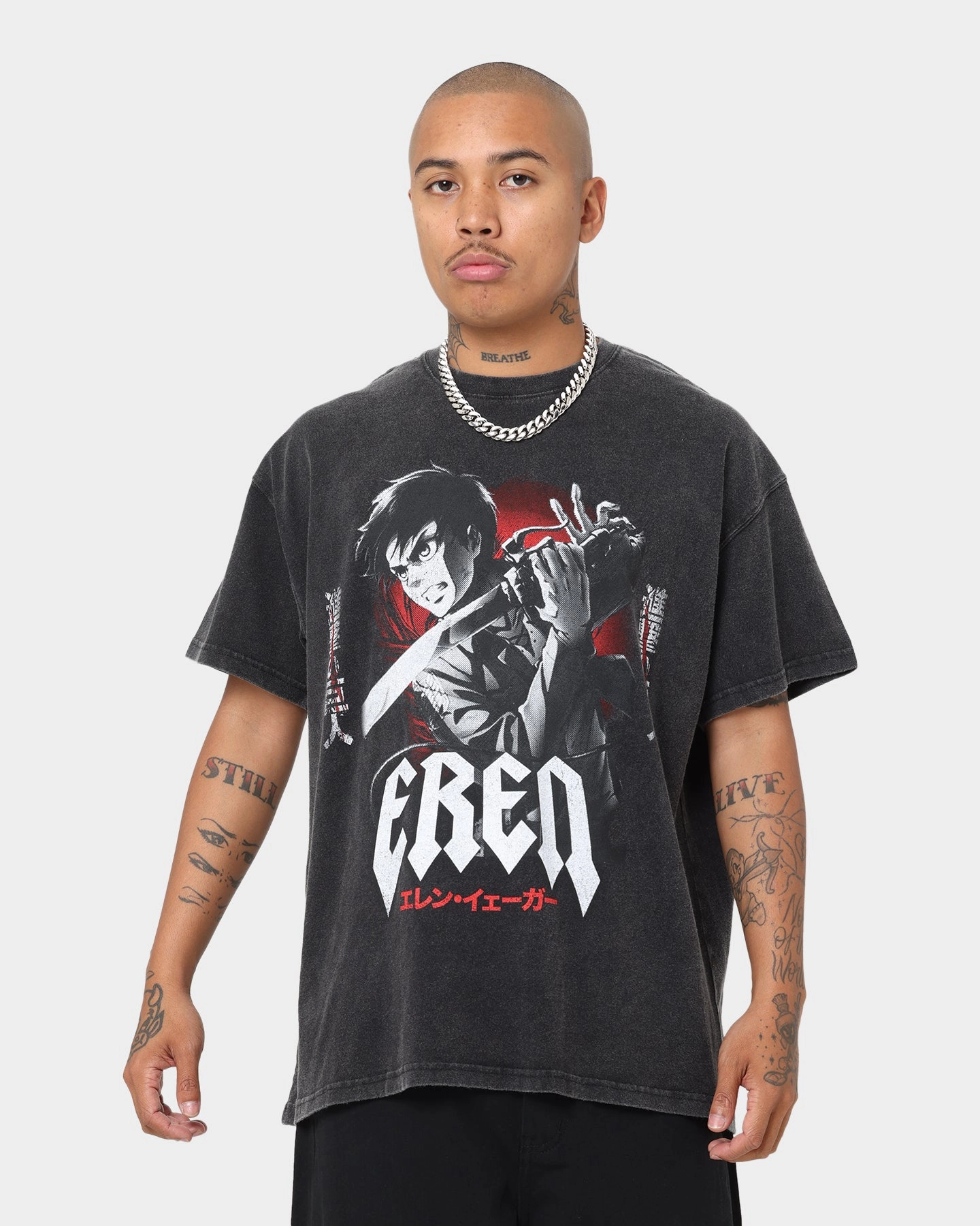 Goat Crew X Attack On Titan Eren Vintage Premium T-Shirt Vintage Black Minimal Look