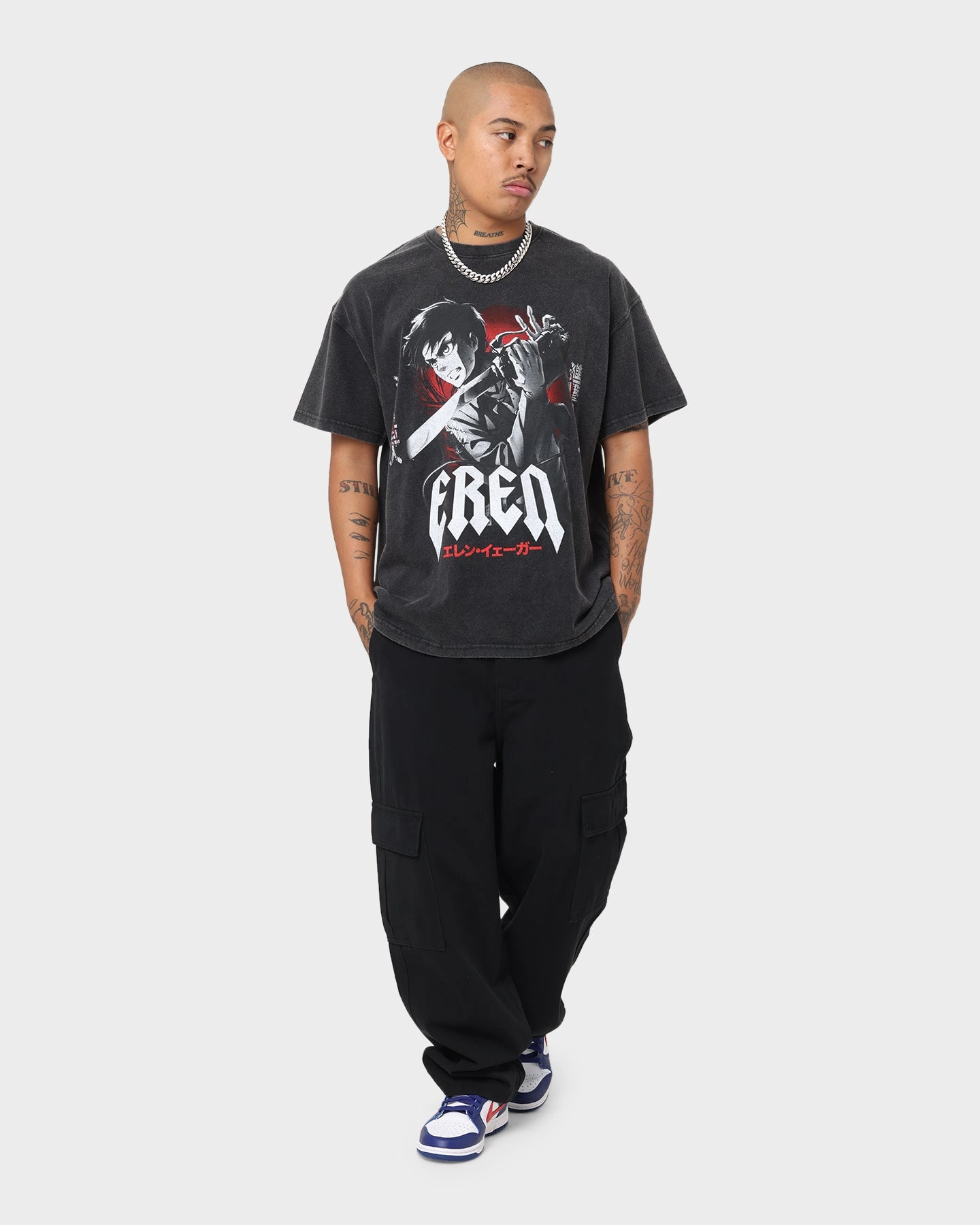 Goat Crew X Attack On Titan Eren Vintage Premium T-Shirt Vintage Black Versatile and Stylish Comfortable Look