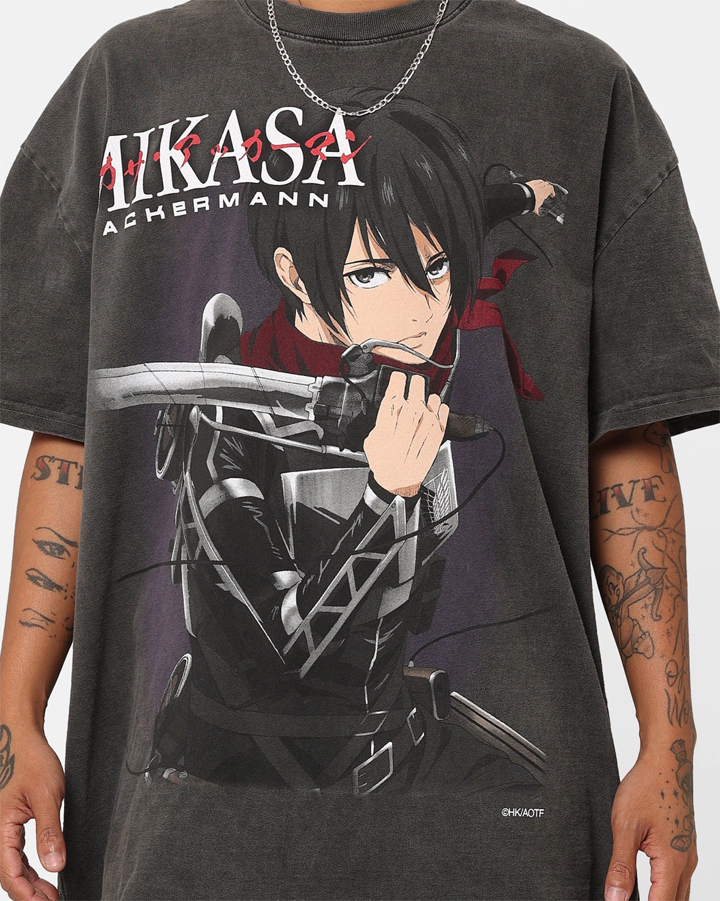 Goat Crew X Attack On Titan Mikasa Vintage Heavyweight T-Shirt Black Wash Chic Wear