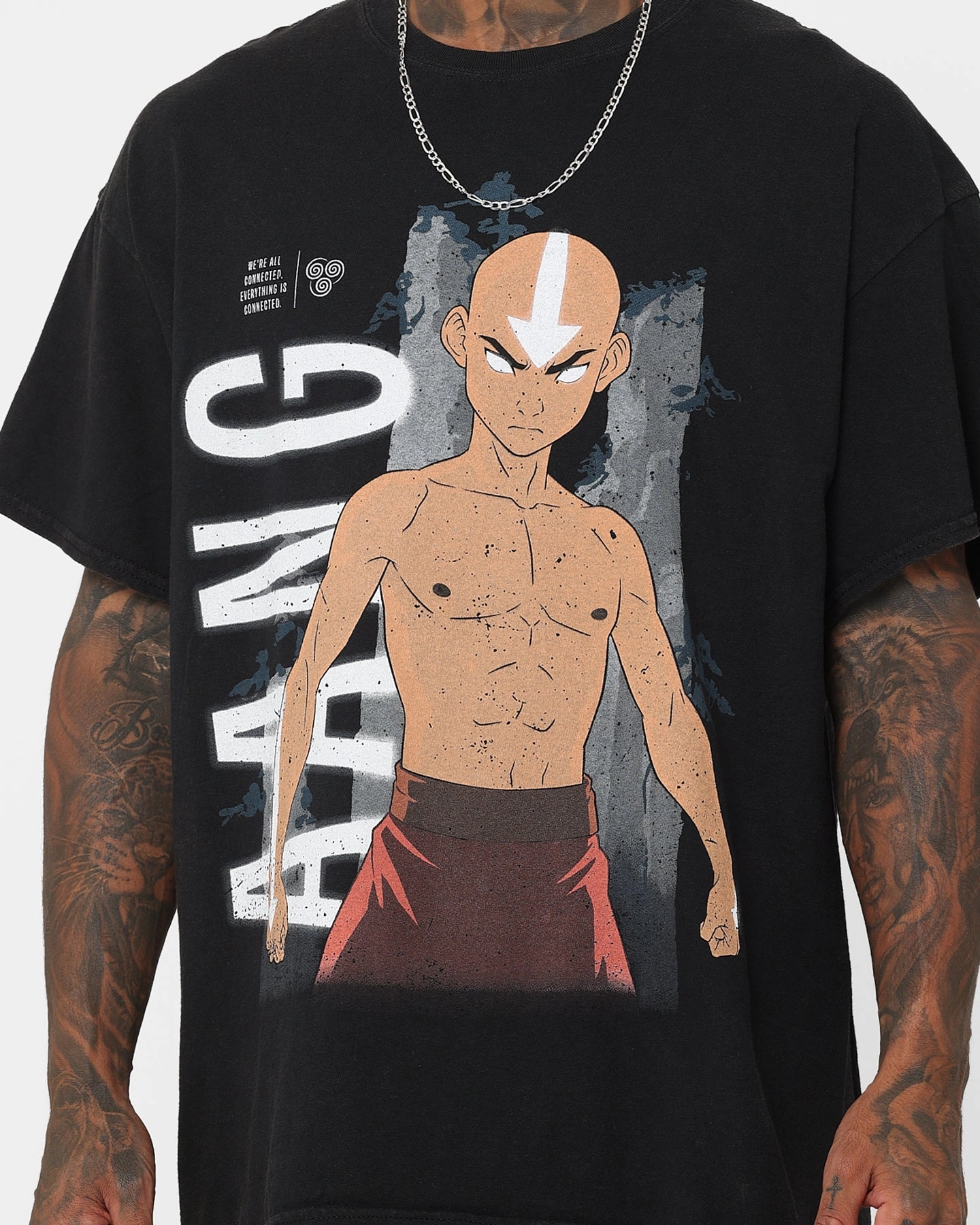 Quality Comfort Soft Layer Goat Crew X Avatar: The Last Airbender Aang Vintage T-Shirt Black Wash