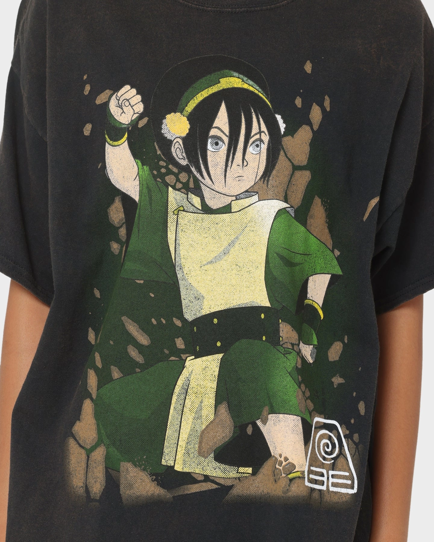 Vintage Wash Simple and Relaxed Goat Crew x Avatar: The Last Airbender Earth Elements Vintage T-Shirt Black Wash