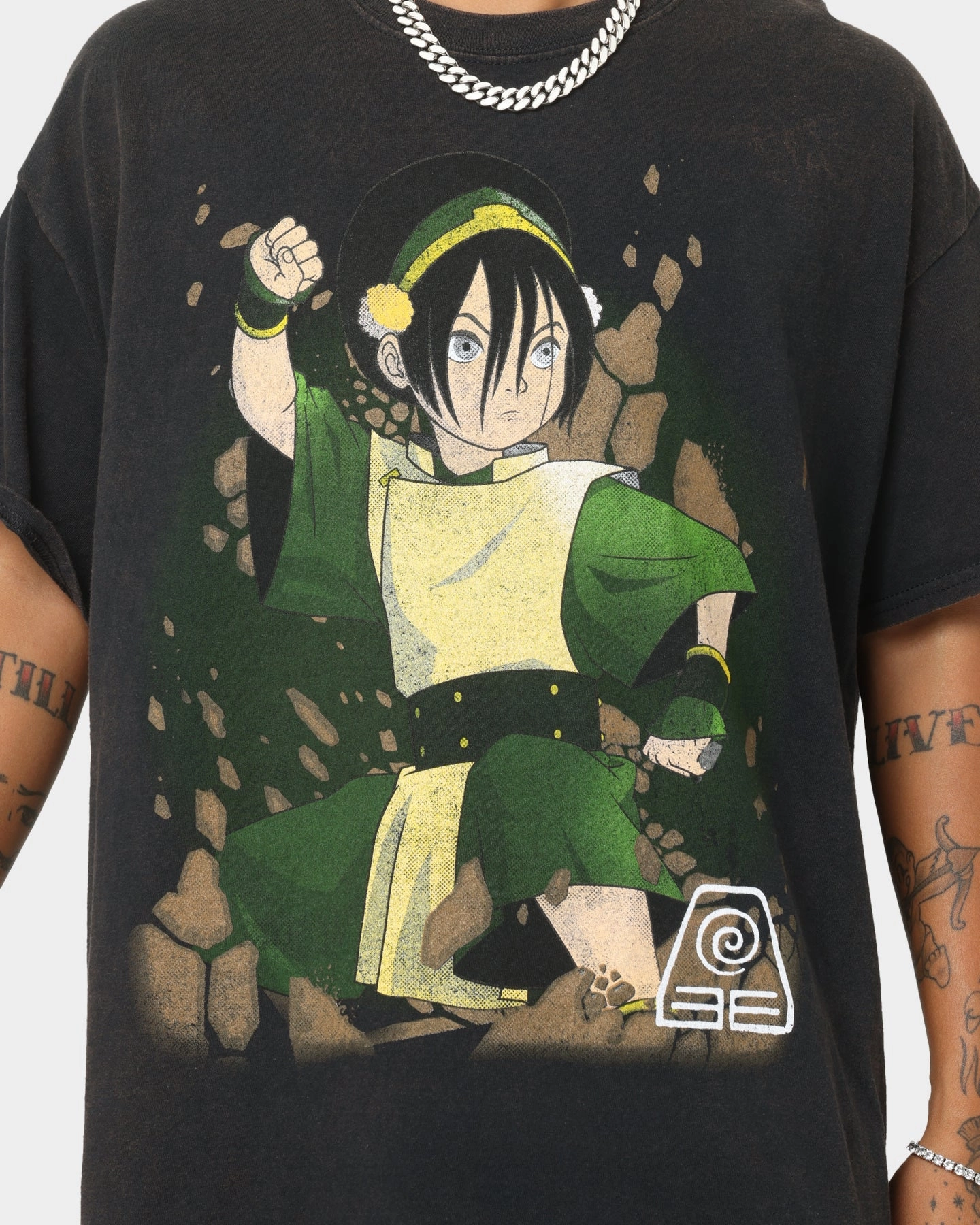 Fresh Outfit Airflow Ventilation Design Goat Crew x Avatar: The Last Airbender Earth Elements Vintage T-Shirt Black Wash