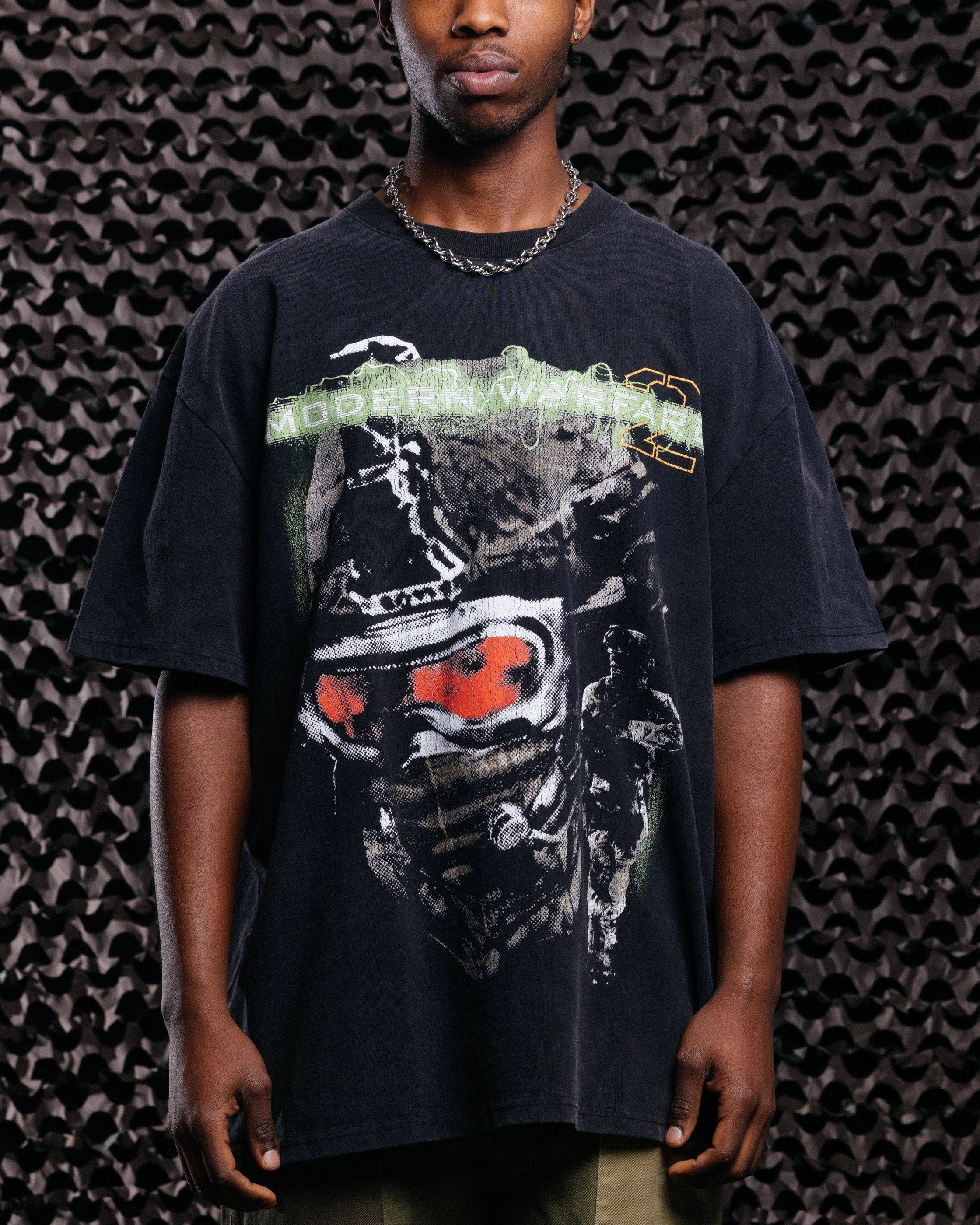 Easy Fit Wear Goat Crew X Call Of Duty Modern Warfare 2 Vintage T-Shirt Black Acidwash