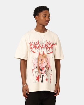 Cold Wash Optimized simple design Goat Crew X Chainsaw Man Power Heavyweight T-Shirt Off White
