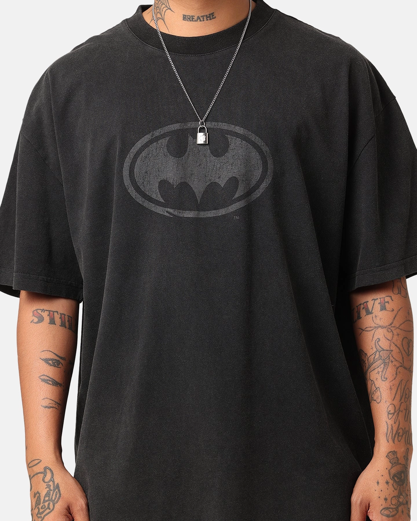 Goat Crew X DC Batman Batman Logos Heavy T-Shirt Vintage Black Stretchable Fabric