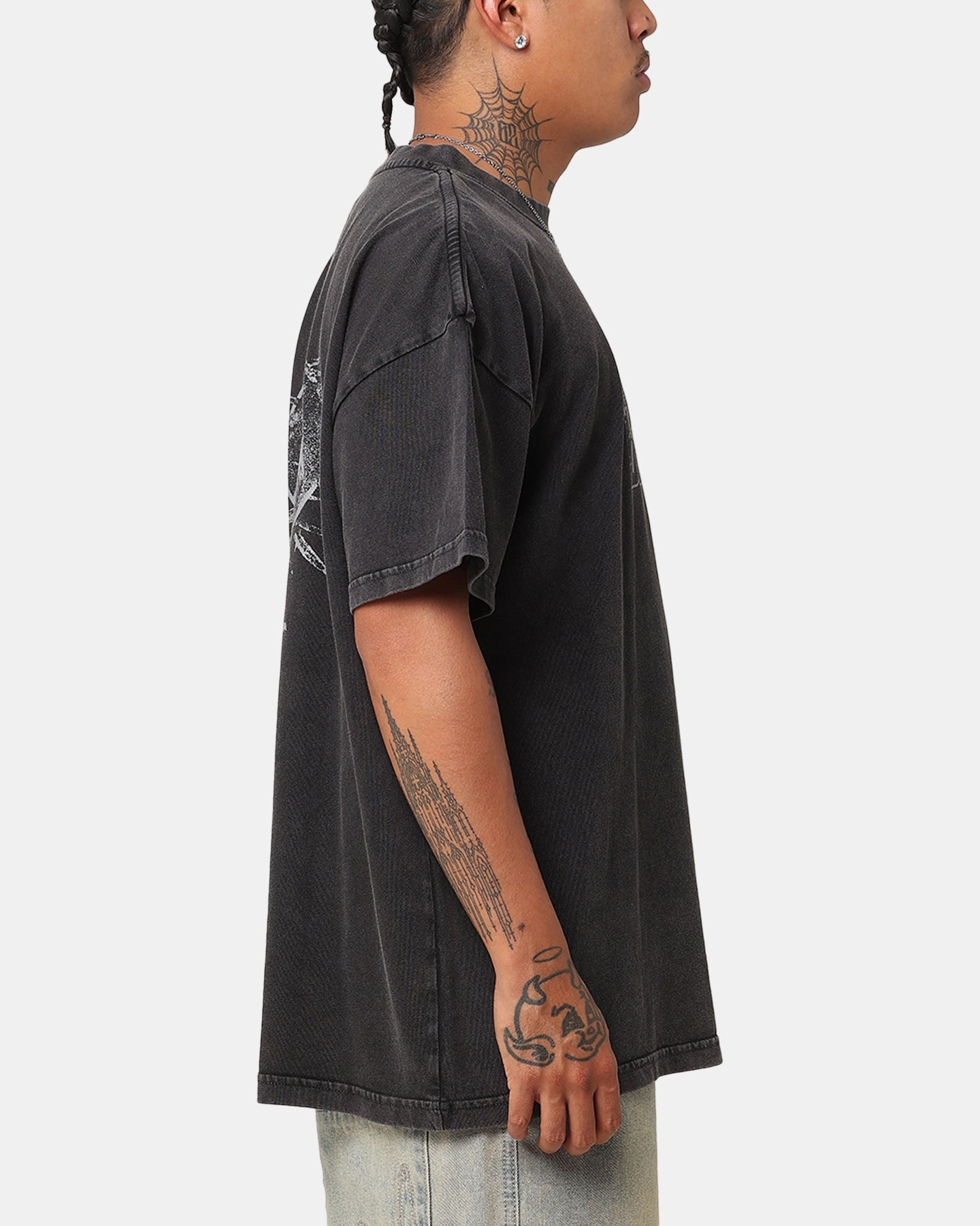 Goat Crew X DC Batman Dark Logo Vintage T-Shirt Black Acidwash Comfy Touch Comfortable Layering