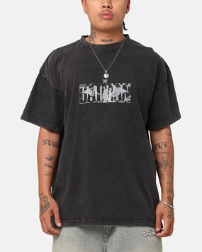 Goat Crew X DC Batman Dark Logo Vintage T-Shirt Black Acidwash Set In Sleeve