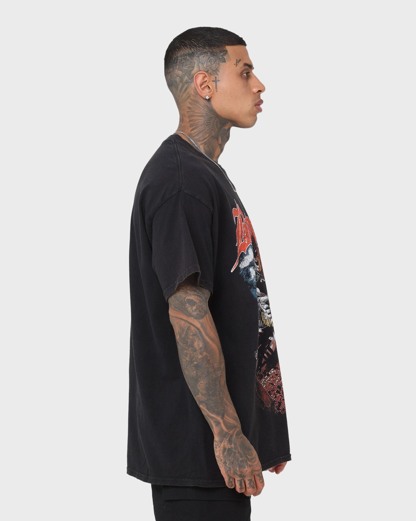 black friday Goat Crew X DC Batman Metal Vintage T-Shirt Black Wash