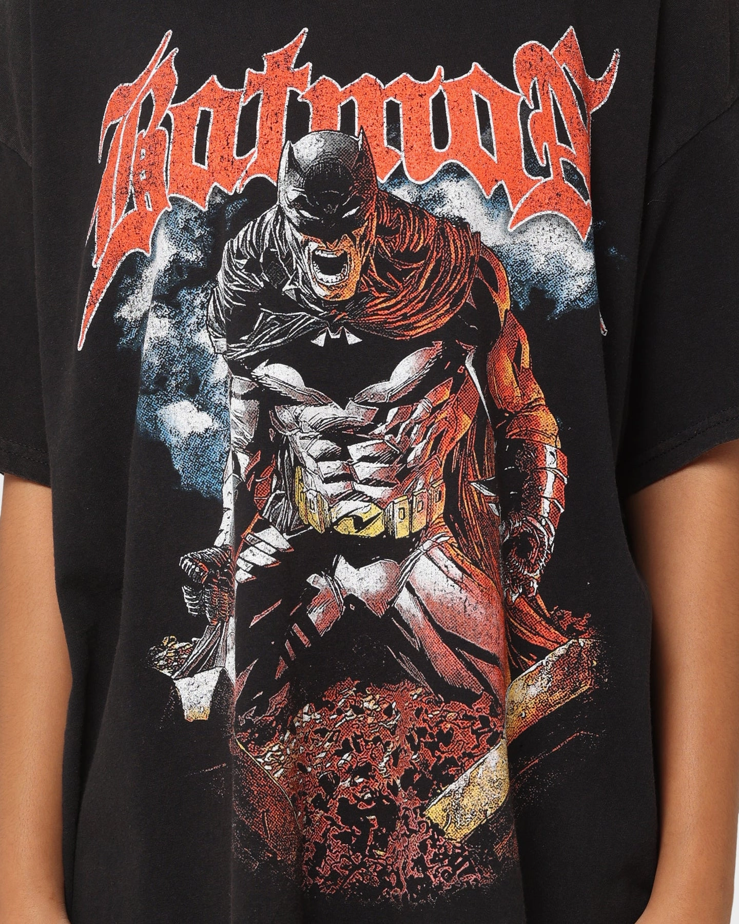Goat Crew X DC Batman Metal Vintage T-Shirt Black Wash Sporty Style Garment Dyed Finish