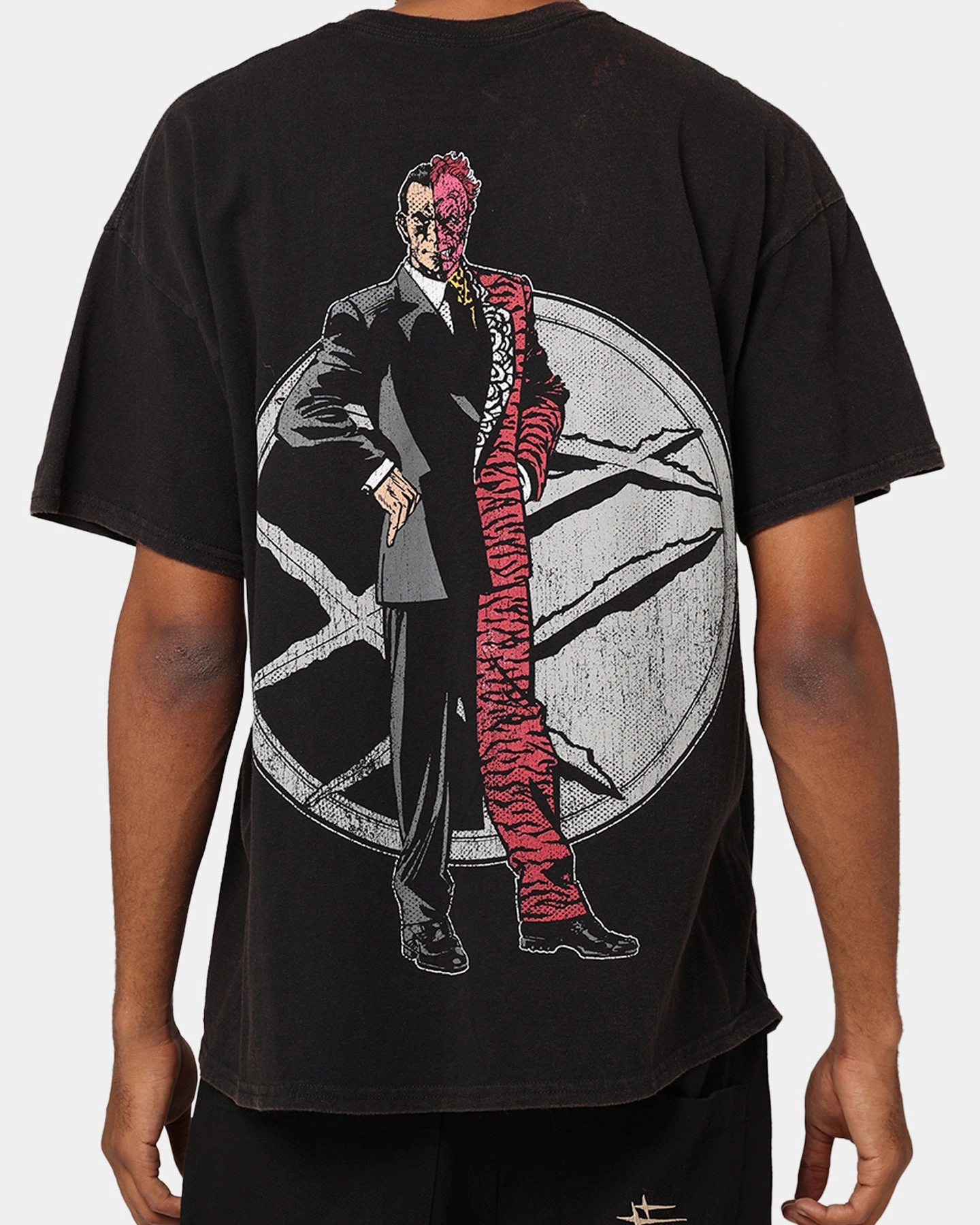 Goat Crew X DC Batman Two Face Vintage T-Shirt Black Wash WrinkleFreeFabric Fade Resistant Print