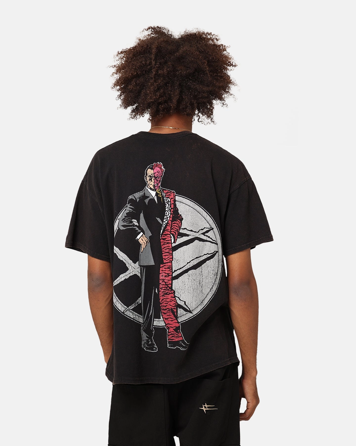 Goat Crew X DC Batman Two Face Vintage T-Shirt Black Wash Casual Layers Low Environmental Impact