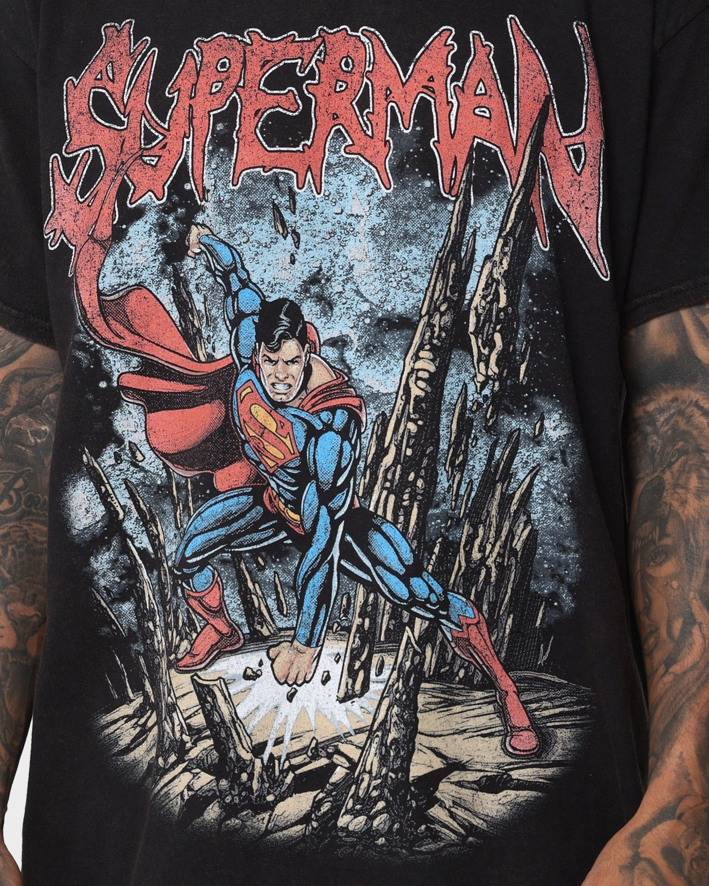 Hydrophobic coating Outdoor Trend Goat Crew X DC Superman Metal Vintage T-Shirt Black Wash
