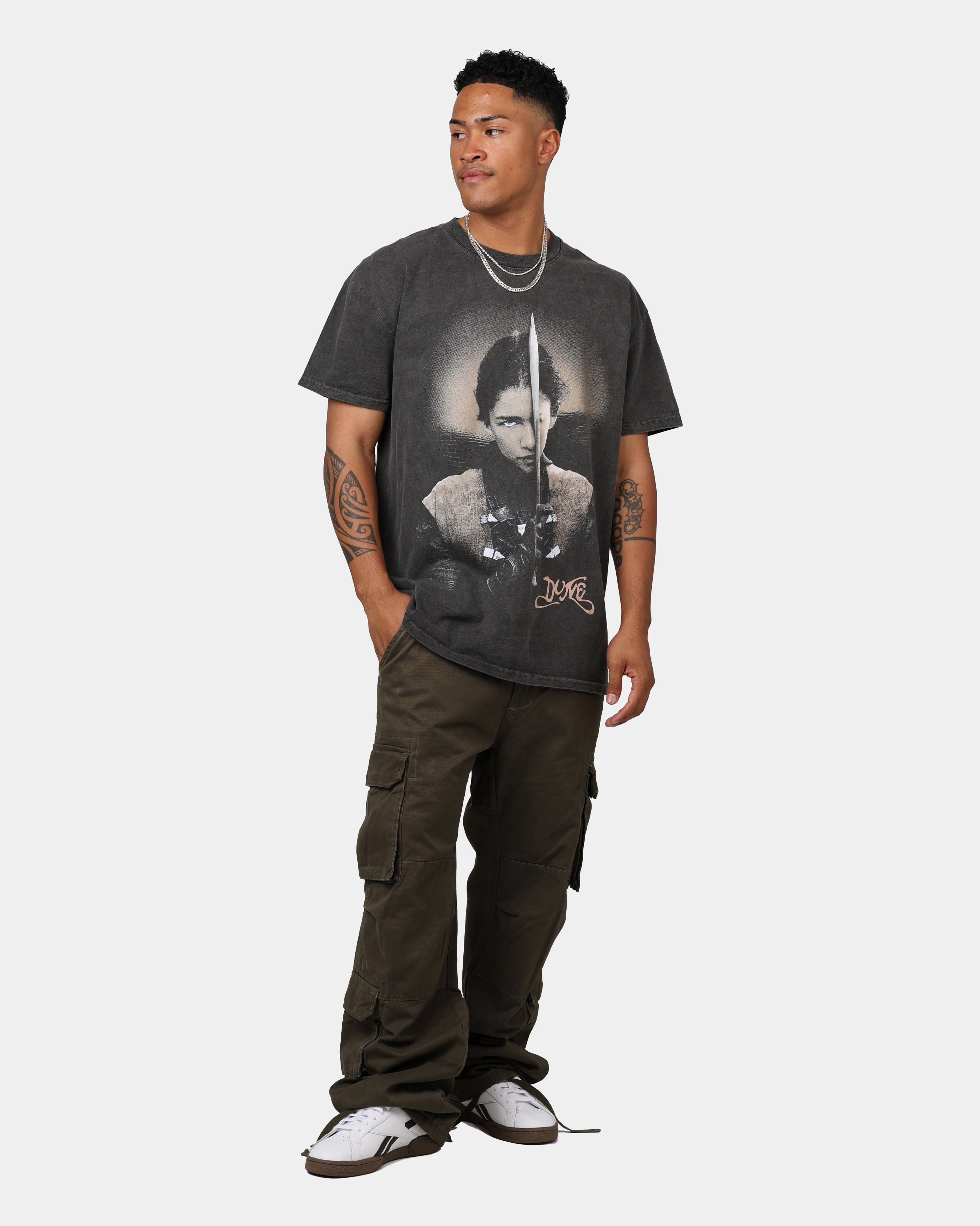 All-Day Comfort Wear Relaxing Day Goat Crew X Dune Chani Heavyweight T-Shirt Black Wash