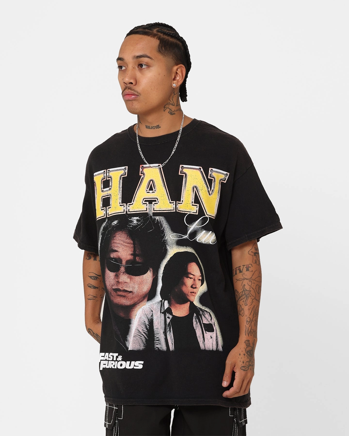 BreathableMeshLining Goat Crew X Fast & Furious Han Lue Vintage T-Shirt Black Wash