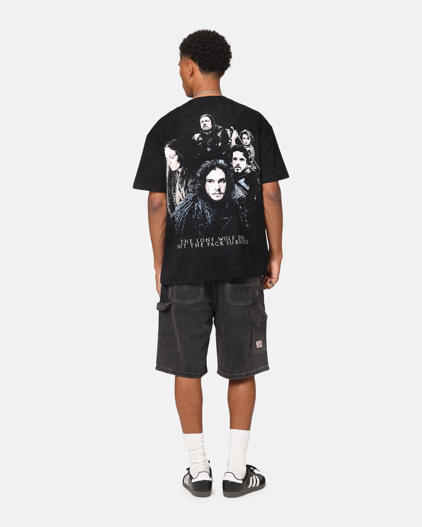 Soft and Stylish TemperatureControl Fabric Goat Crew X Game Of Thrones Jon Snow Heavy T-Shirt Black