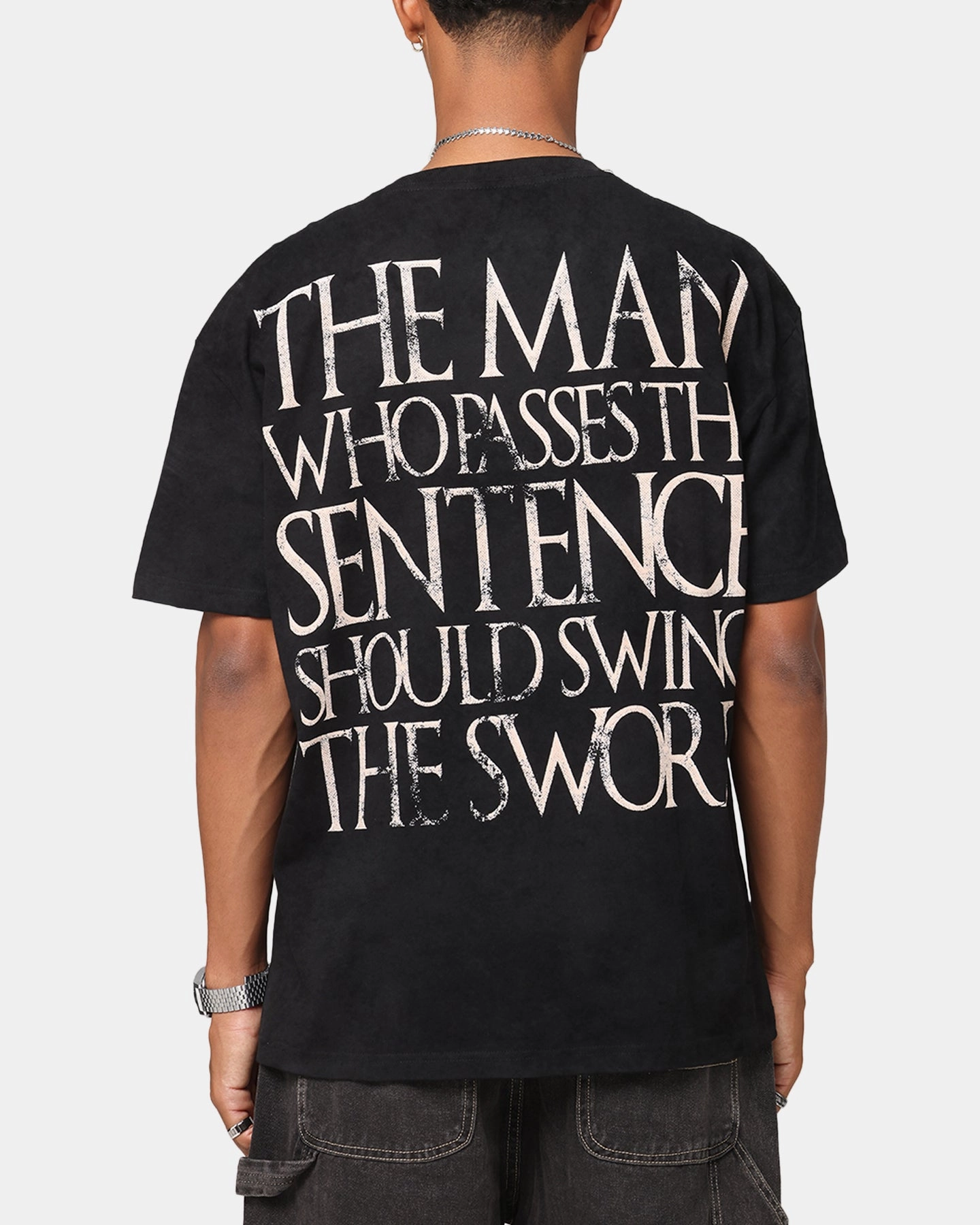 Layering Comfort Wear Easy and Relaxed Goat Crew X Game Of Thrones Ned Stark Heavy T-Shirt Black