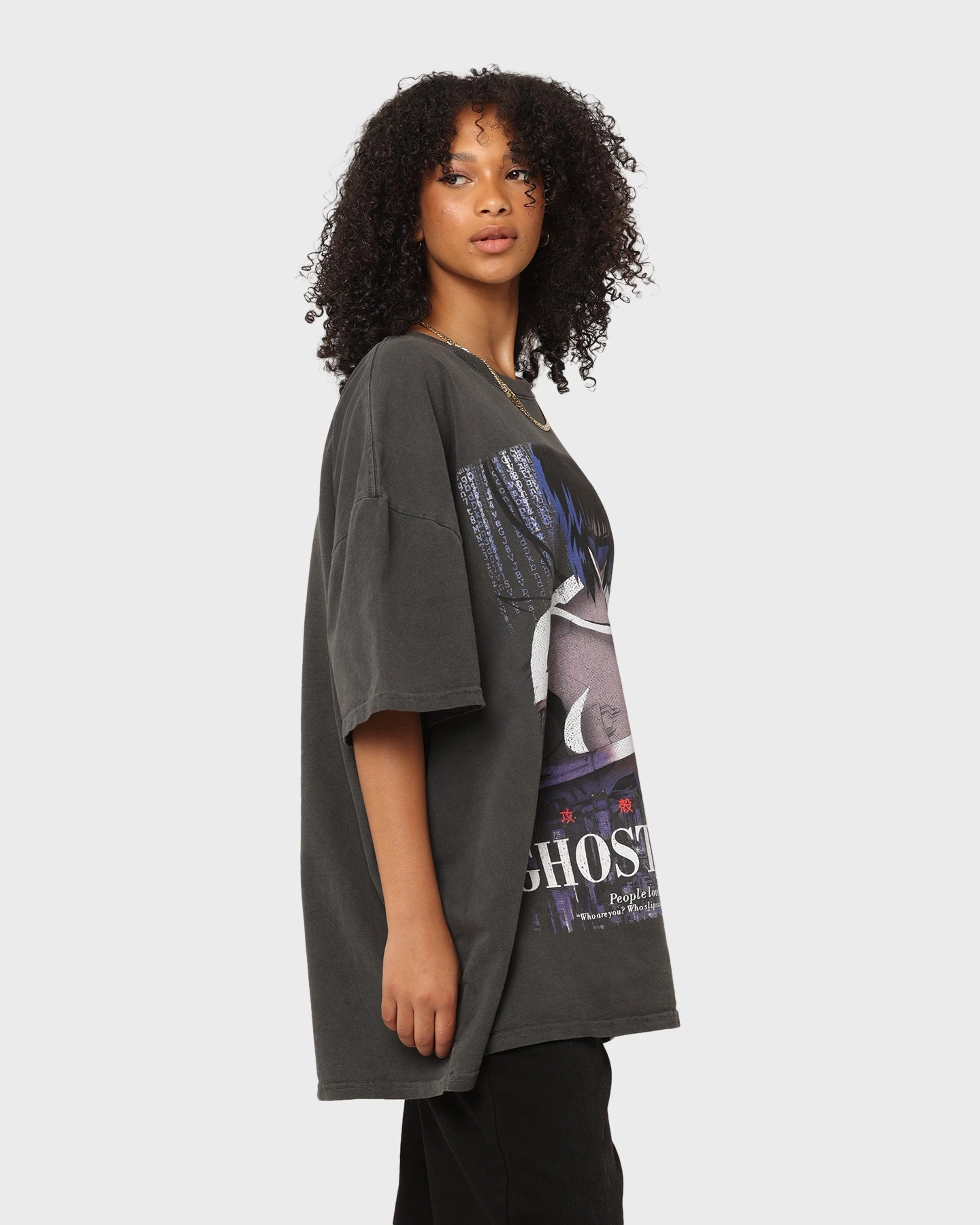 Casual Chic Wear Loose fitting comfort Goat Crew X Ghost In The Shell GITS Poster Heavyweight Vintage T-Shirt Vintage Black