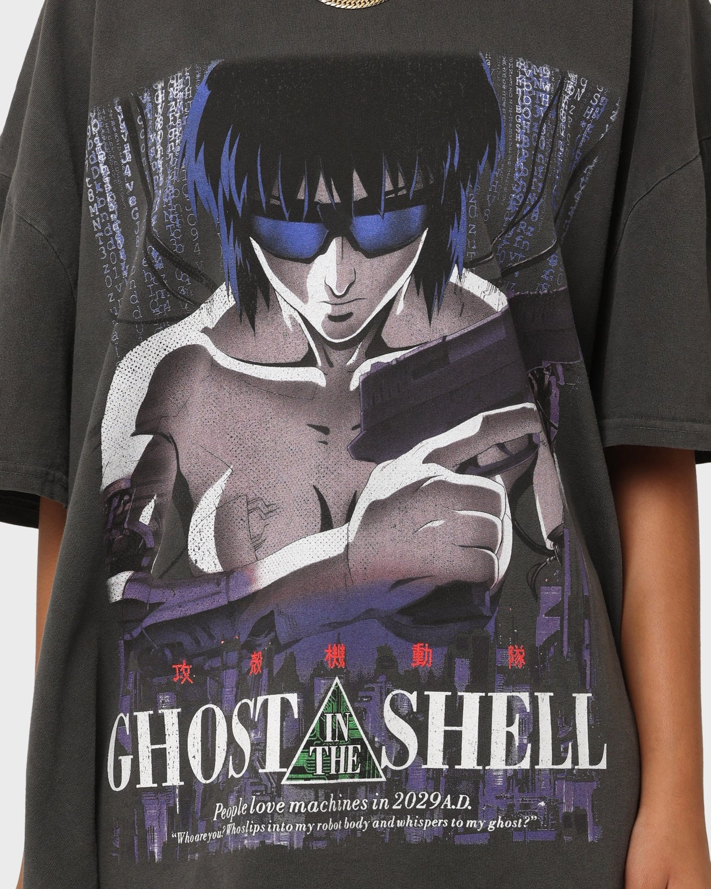 Ribbed Neckline Goat Crew X Ghost In The Shell GITS Poster Heavyweight Vintage T-Shirt Vintage Black