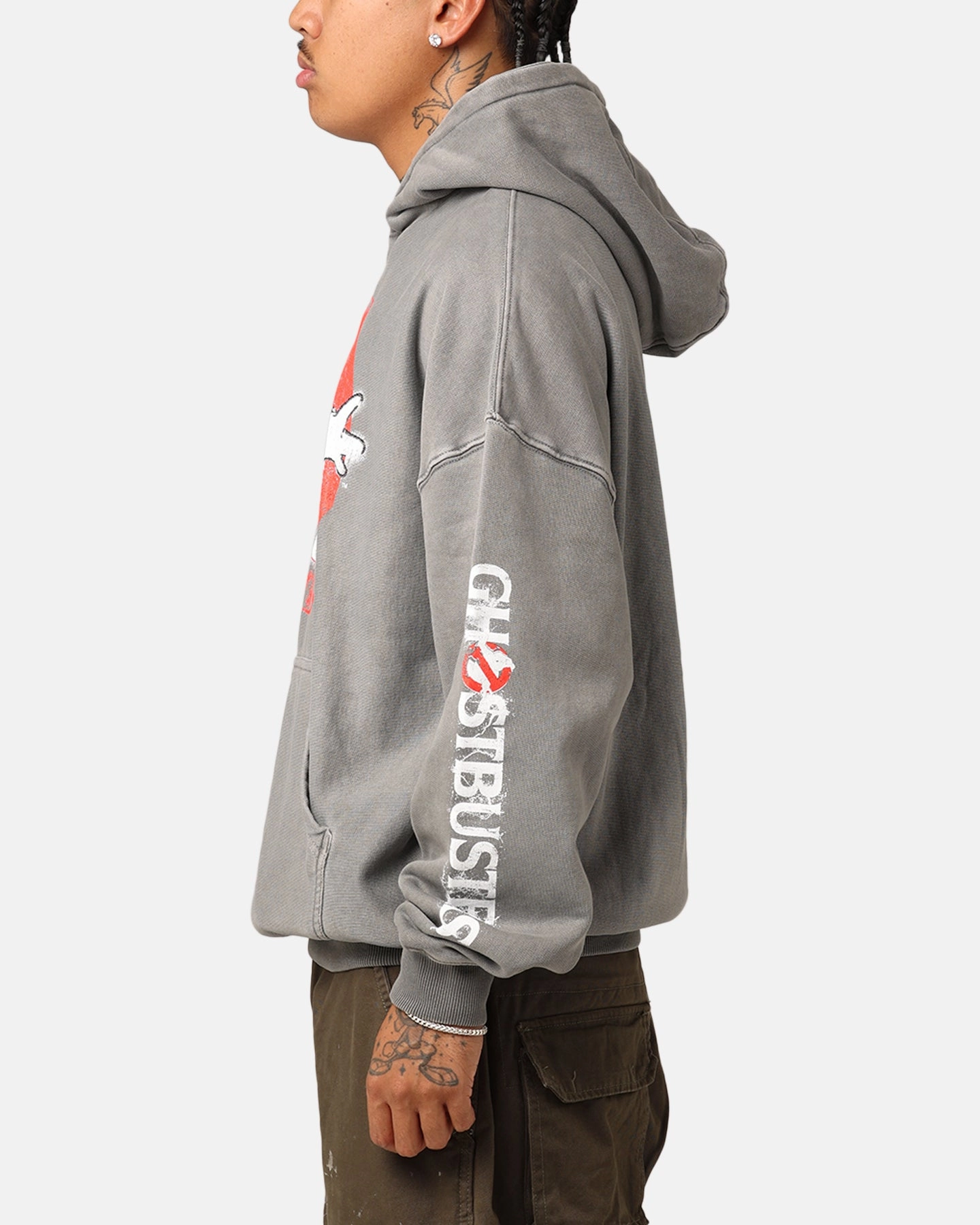 Goat Crew X Ghostbusters Heavyweight Hoodie Washed Charcoal Easy Protection Ventilated Back Panel