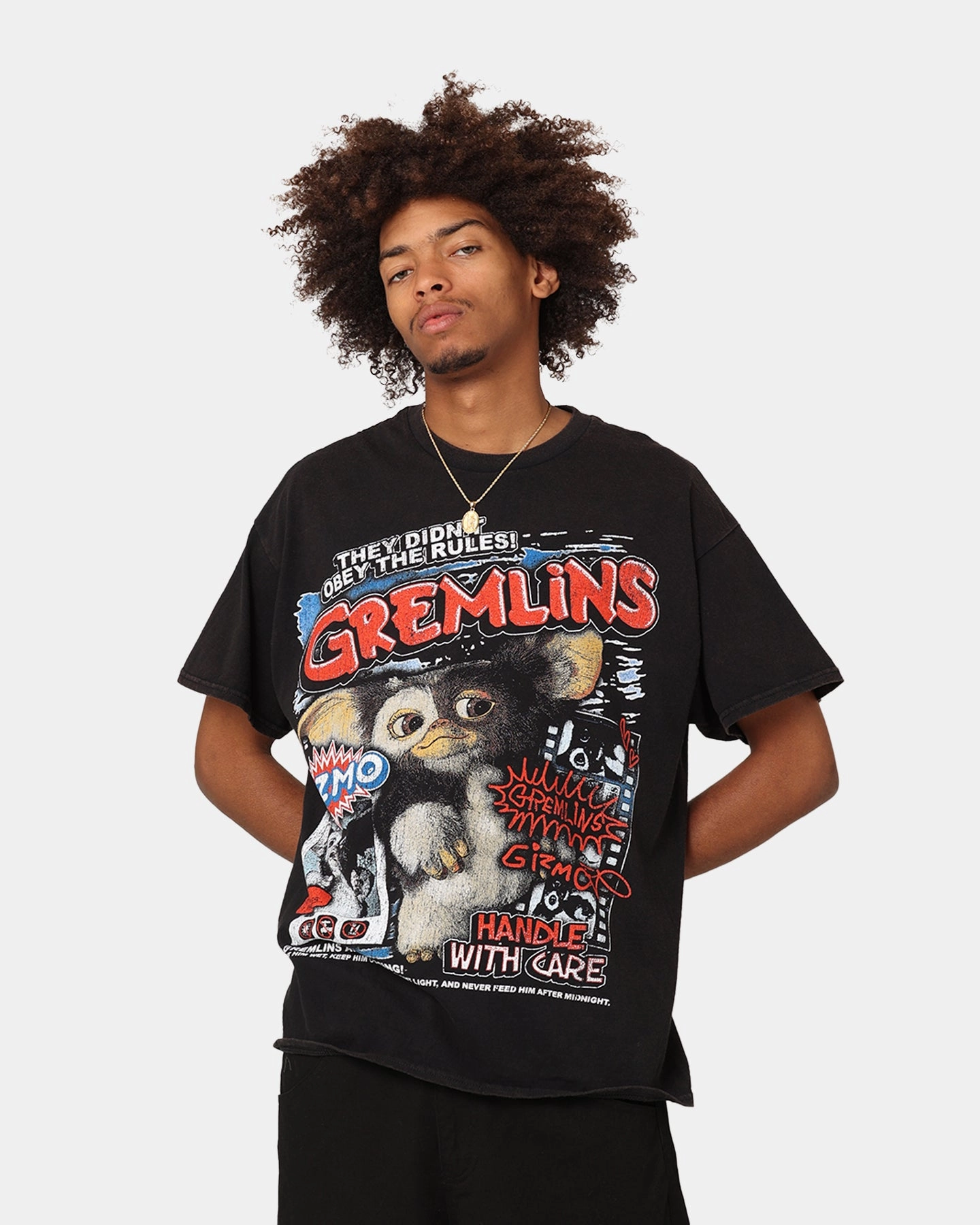 Tear Resistant Classic timelessness Goat Crew X Gremlins Gremlins Obey Vintage T-Shirt Black Wash