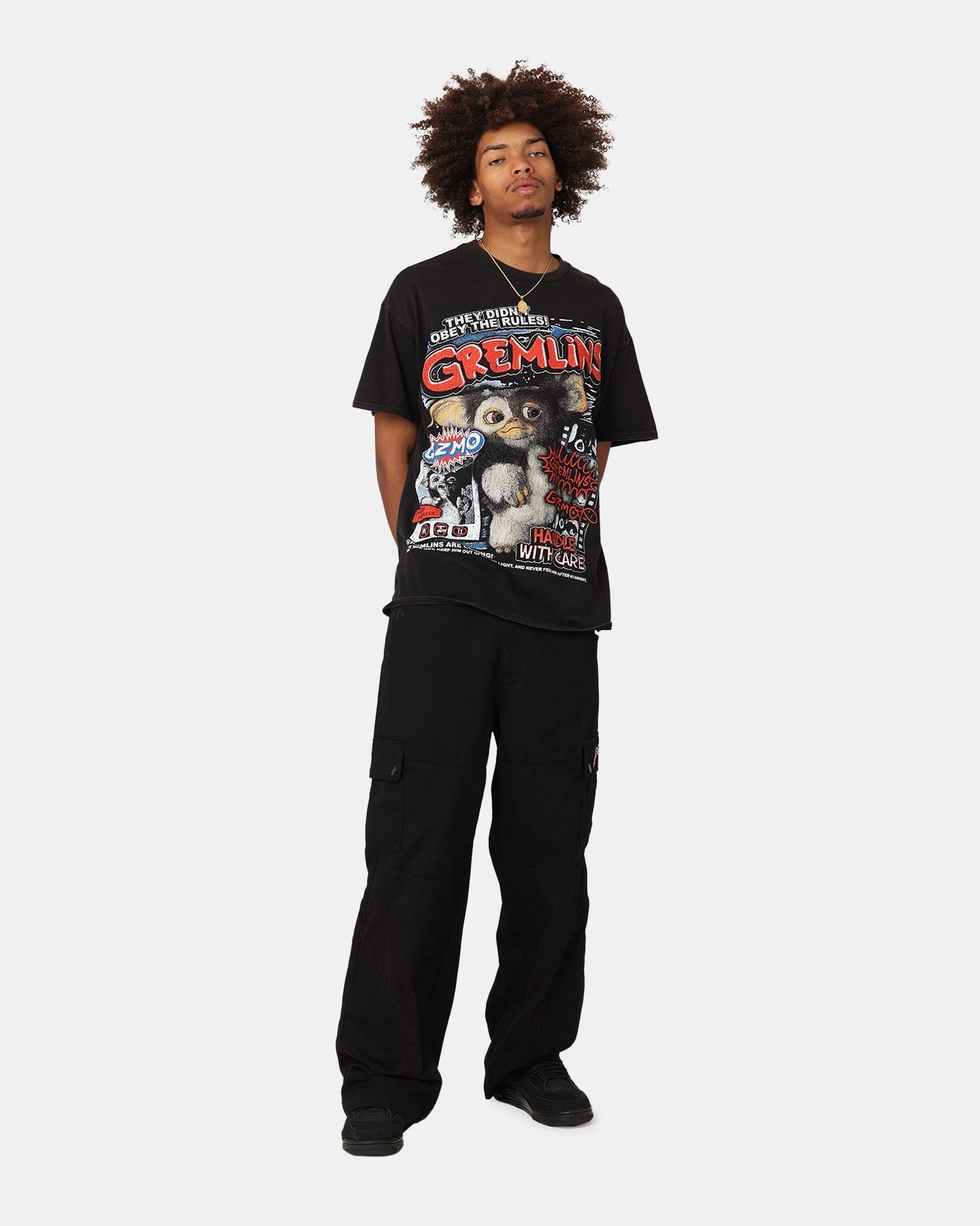 Fashionable Layer Comfy Choice Goat Crew X Gremlins Gremlins Obey Vintage T-Shirt Black Wash