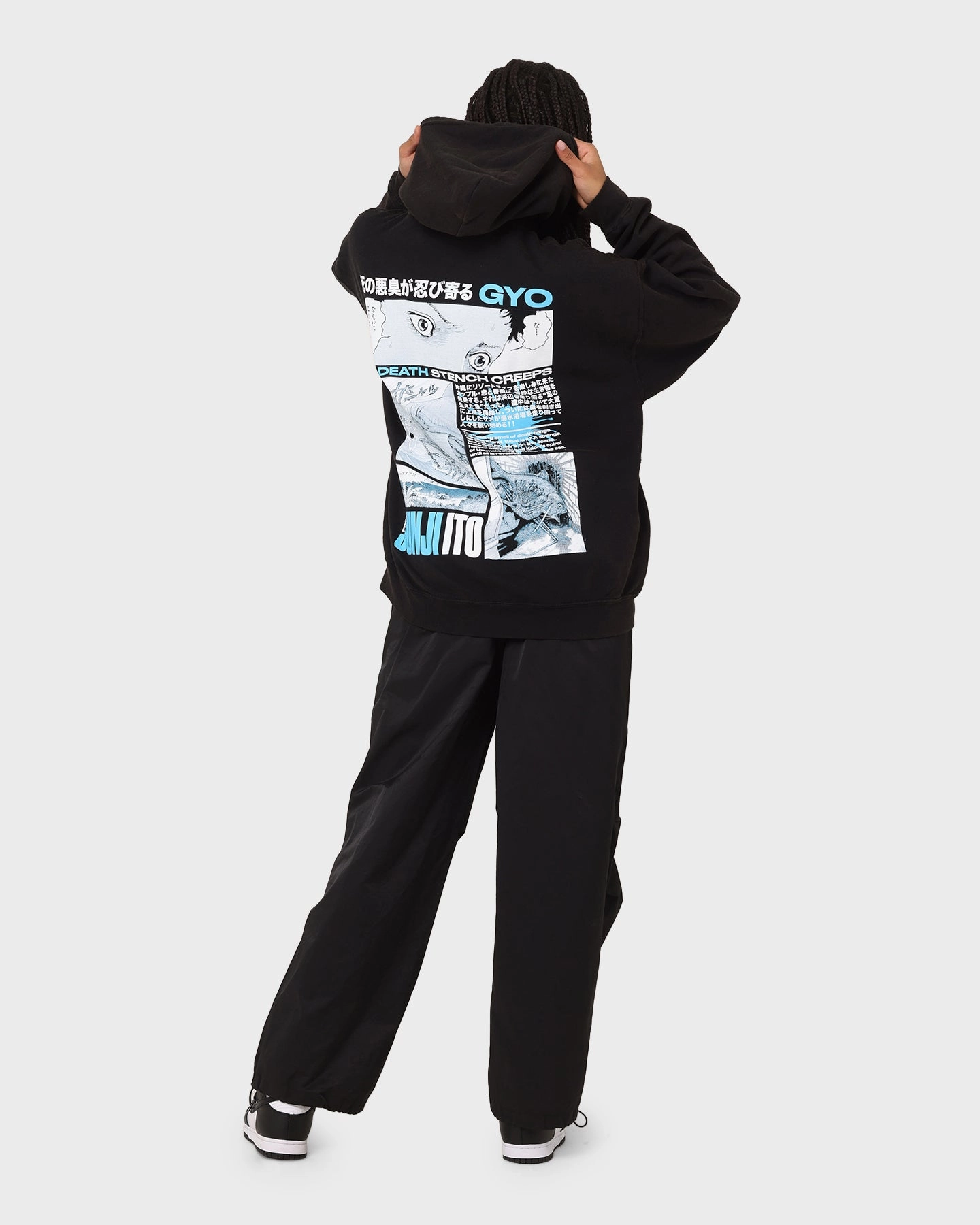 Goat Crew X Gyo Gyo Vintage Hoodie Washed Black Compression Fit Network
