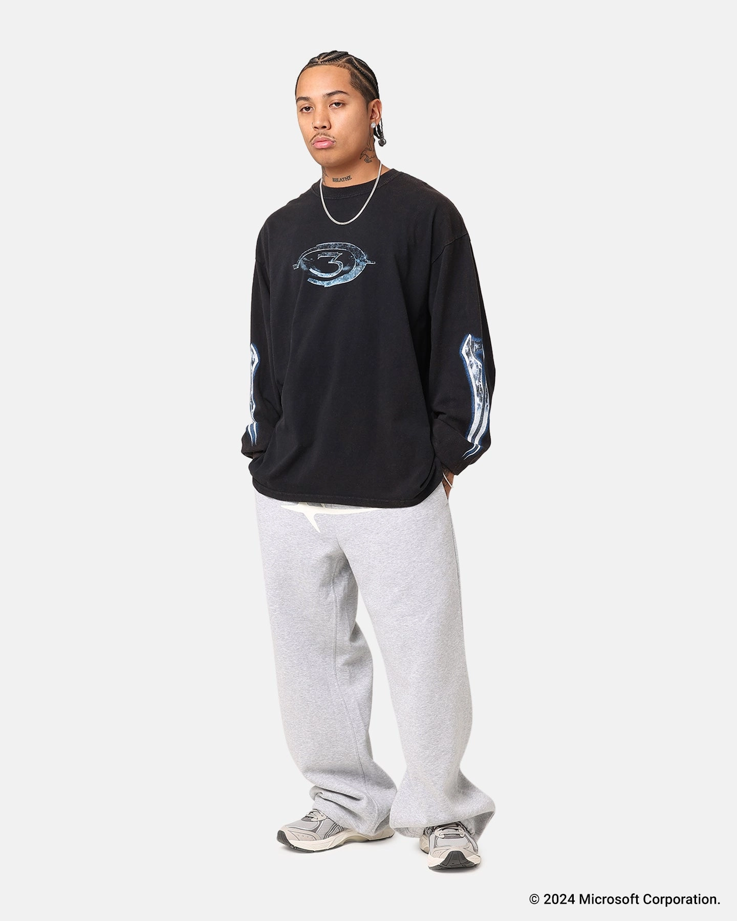 Goat Crew X Halo Halo Legendary Long Sleeve T-Shirt Black Wash MoistureWicking Technology