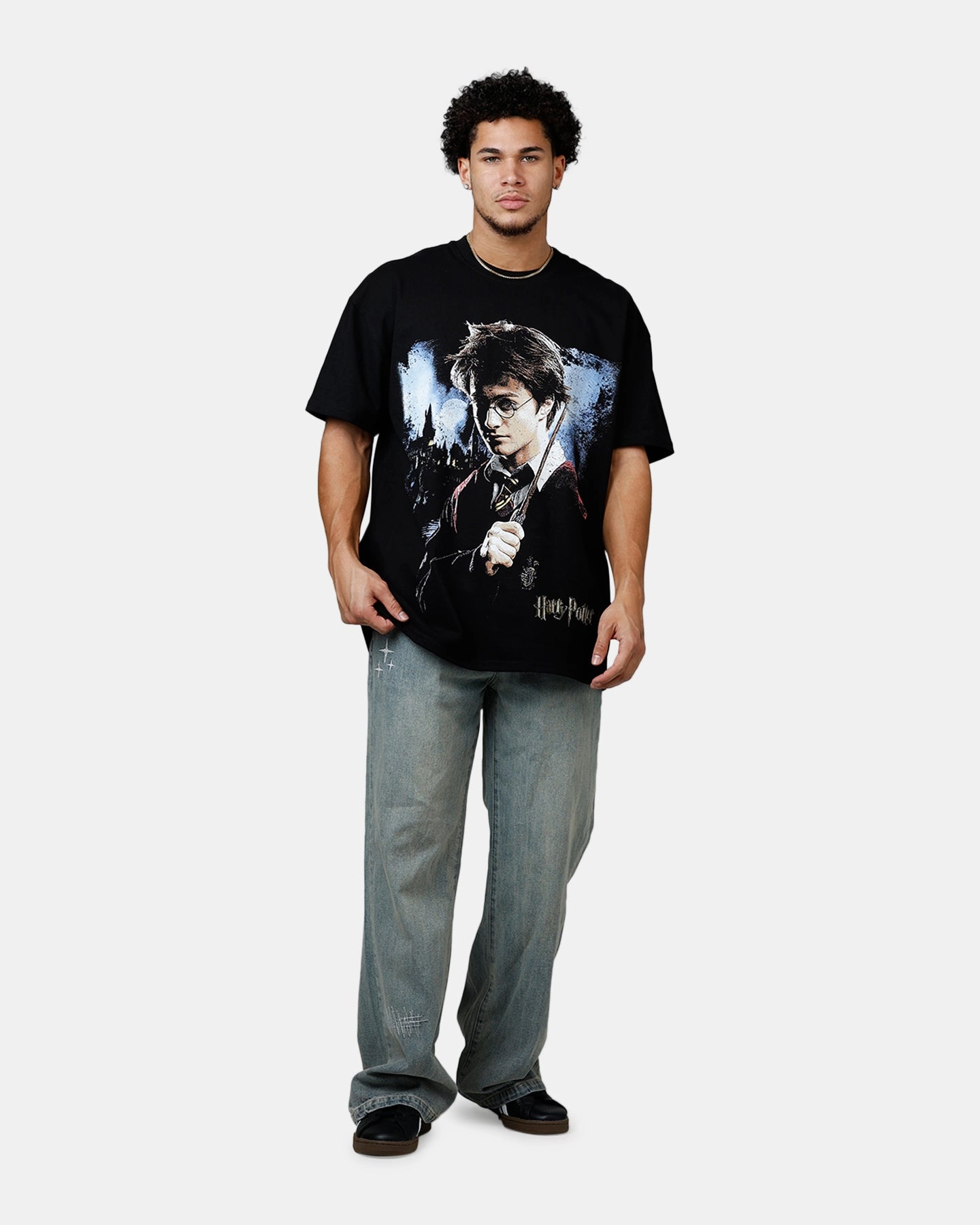 Chilly Comfort Goat Crew X Harry Potter Poster Vintage T-Shirt Black Acidwash
