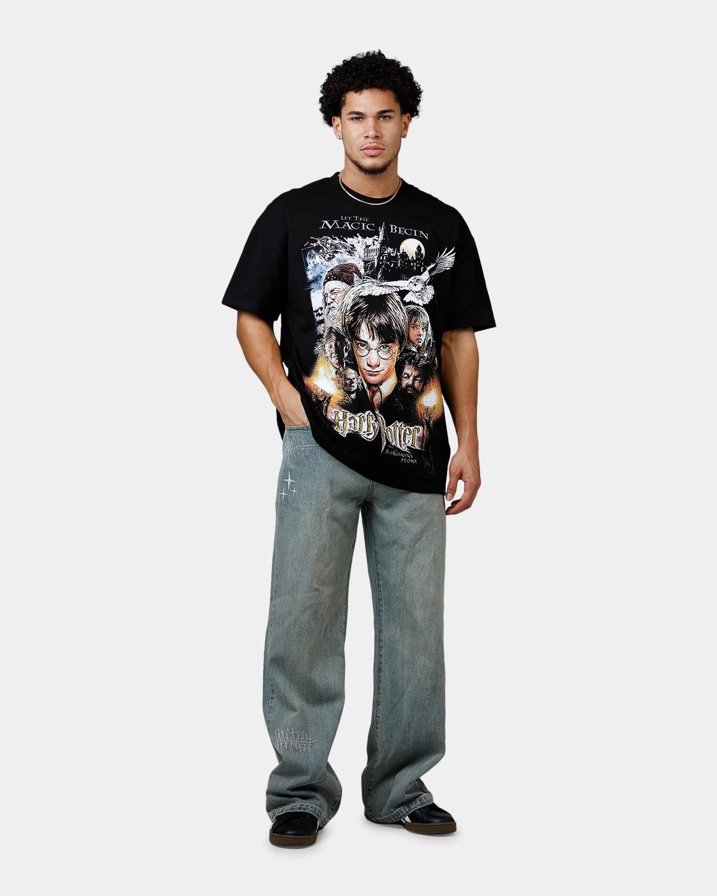 Goat Crew X Harry Potter Sorcerer's Stone Vintage T-Shirt Black Acidwas TearResistant Fabric City Fashion