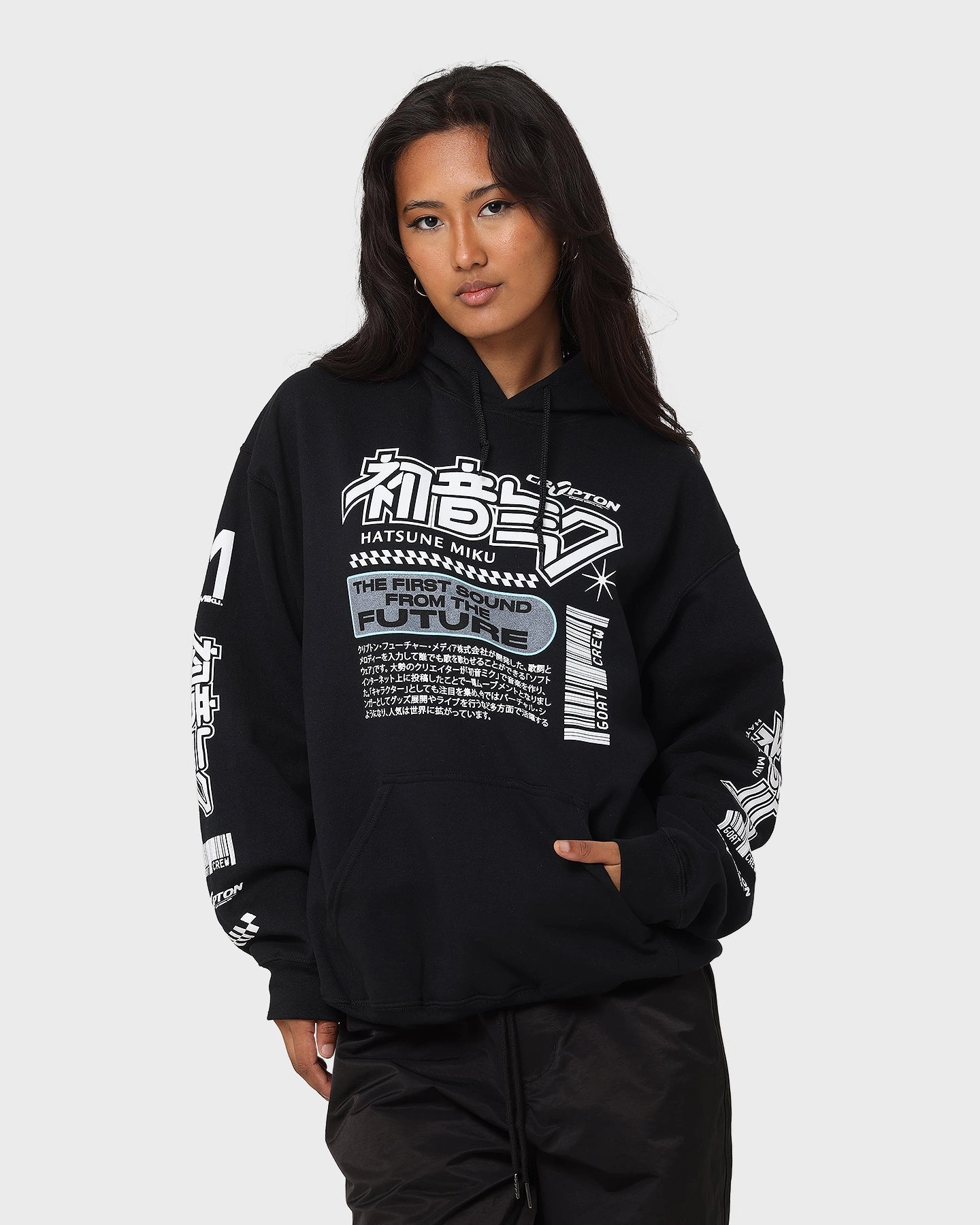 Goat Crew X Hatsune Miku Future Sound Hoodie Black Ventilated Back Panel Active Use