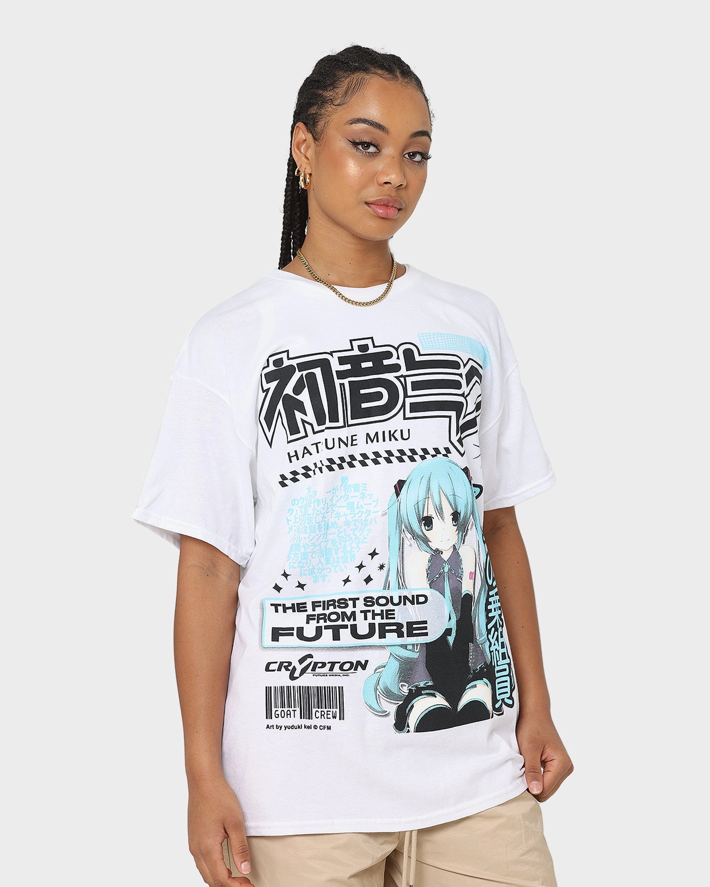Classic Chic Casual Style Wear Goat Crew X Hatsune Miku Future Sound T-Shirt White