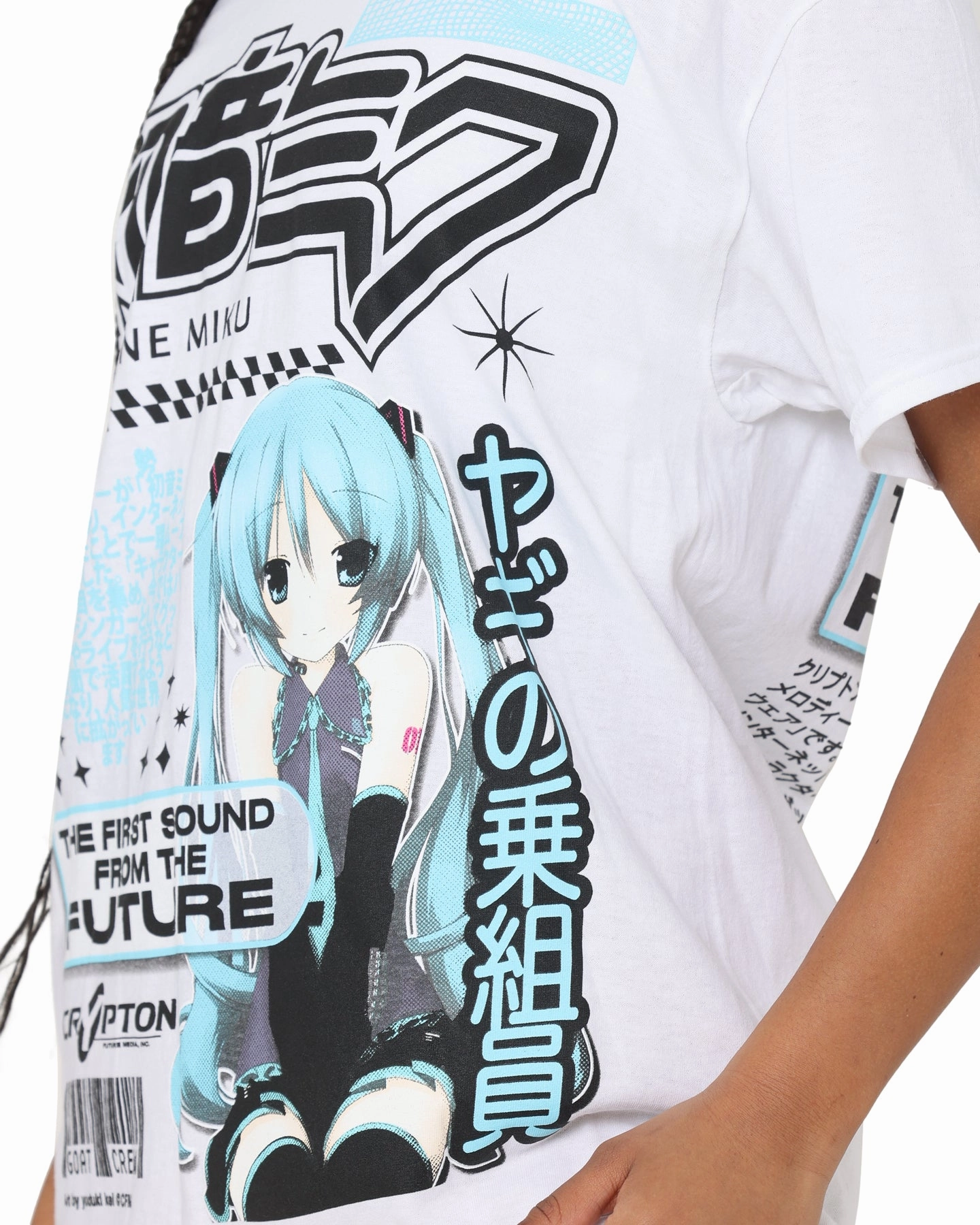 NonRestrictiveCut Soft and durable Goat Crew X Hatsune Miku Future Sound T-Shirt White