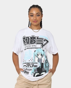 Quick Wear Cozy Style Goat Crew X Hatsune Miku Future Sound T-Shirt White