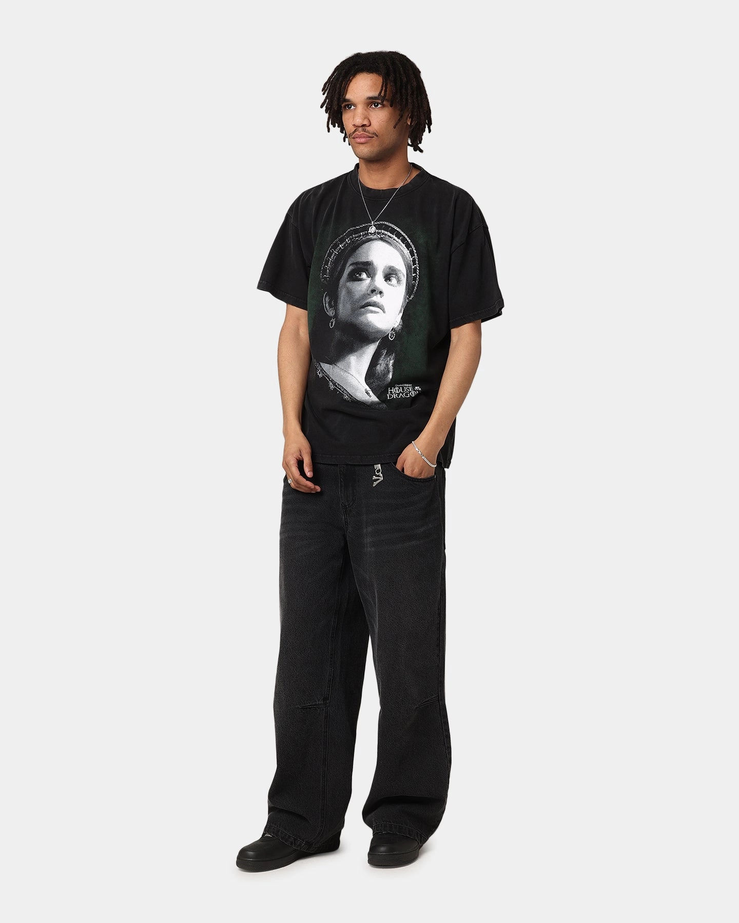 Comfortable Casual Goat Crew X House Of The Dragon Alicent Vintage T-Shirt Black Acidwash