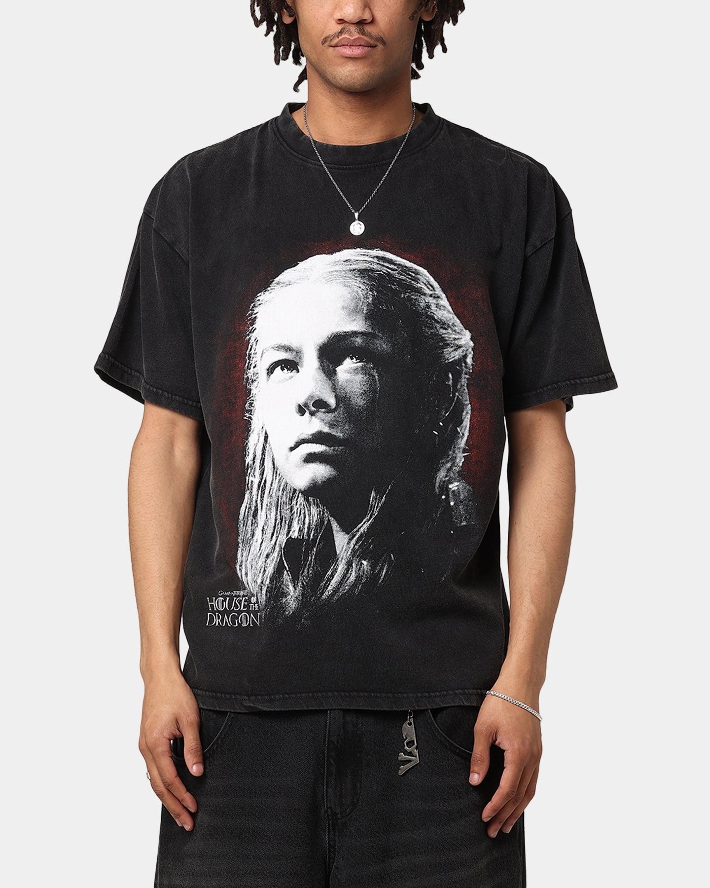 Goat Crew X House Of The Dragon Rhaenyra Vintage T-Shirt Black Acidwash certified Organic Cotton