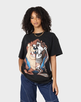 Timeless Layering Goat Crew X Looney Tunes Tazzy Vintage T-Shirt Black Wash