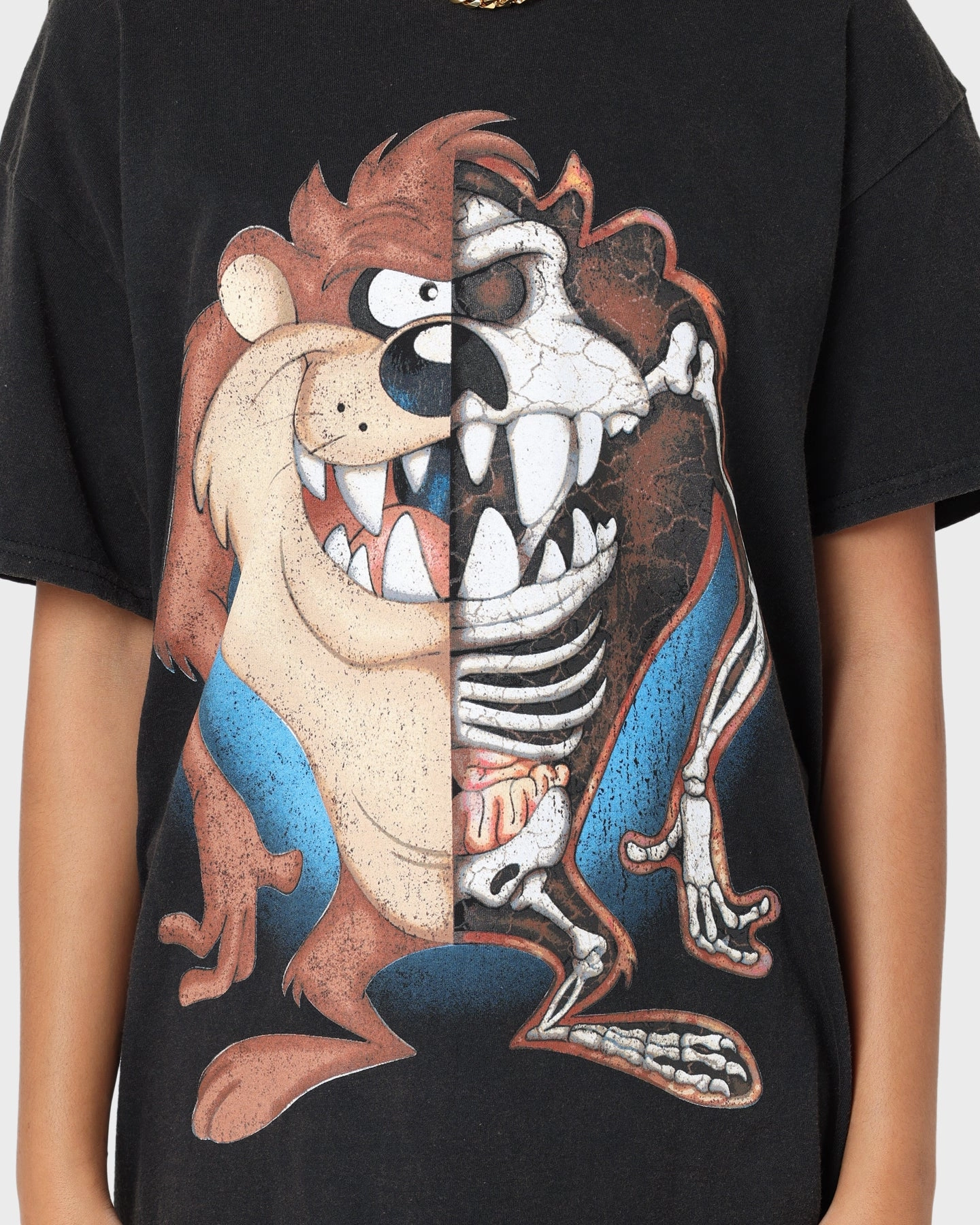 Smooth Seam Technology Goat Crew X Looney Tunes Tazzy Vintage T-Shirt Black Wash